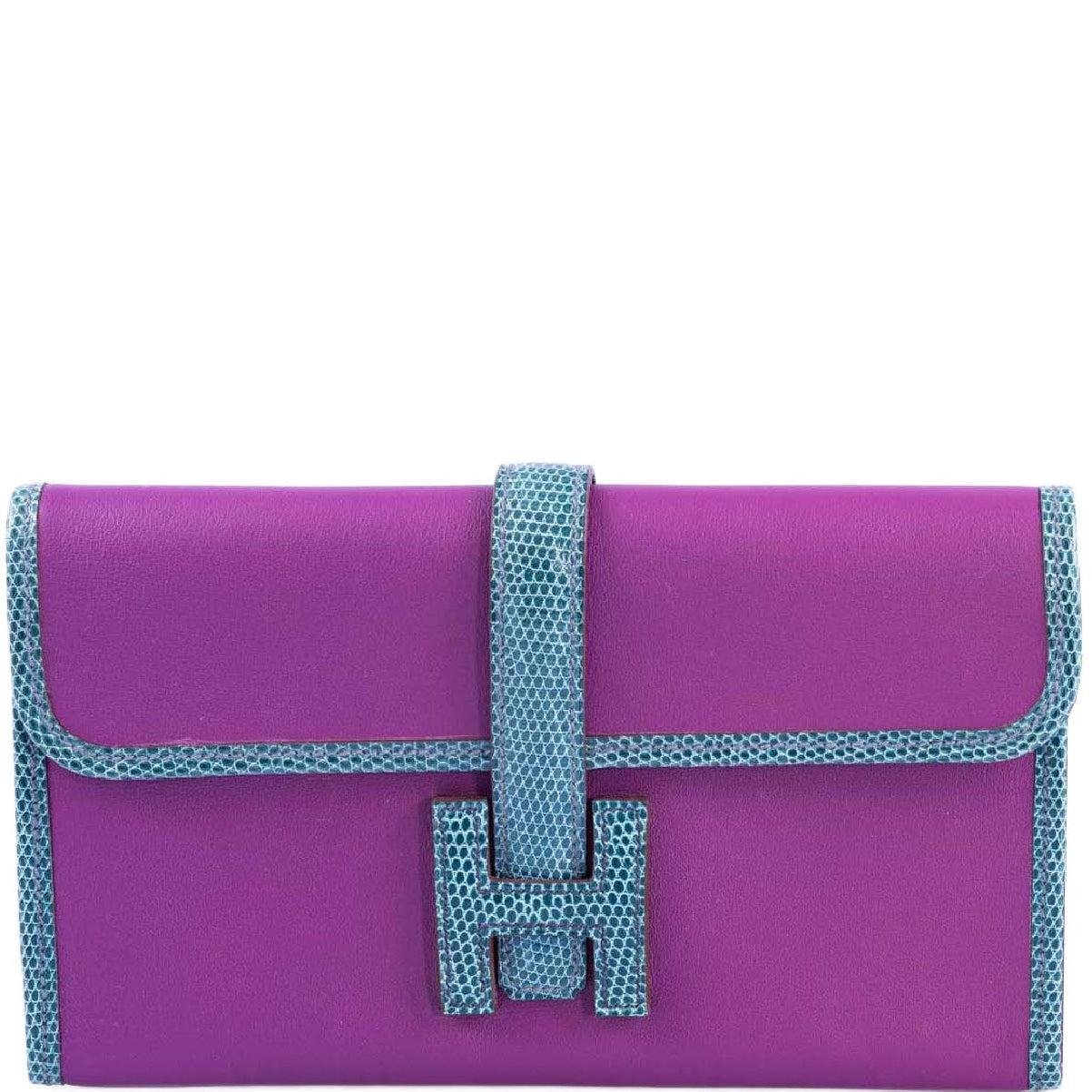 Hermès Jige Élan 29 Touch Anémone Swift and Bleu Paon Niloticus Lizard
