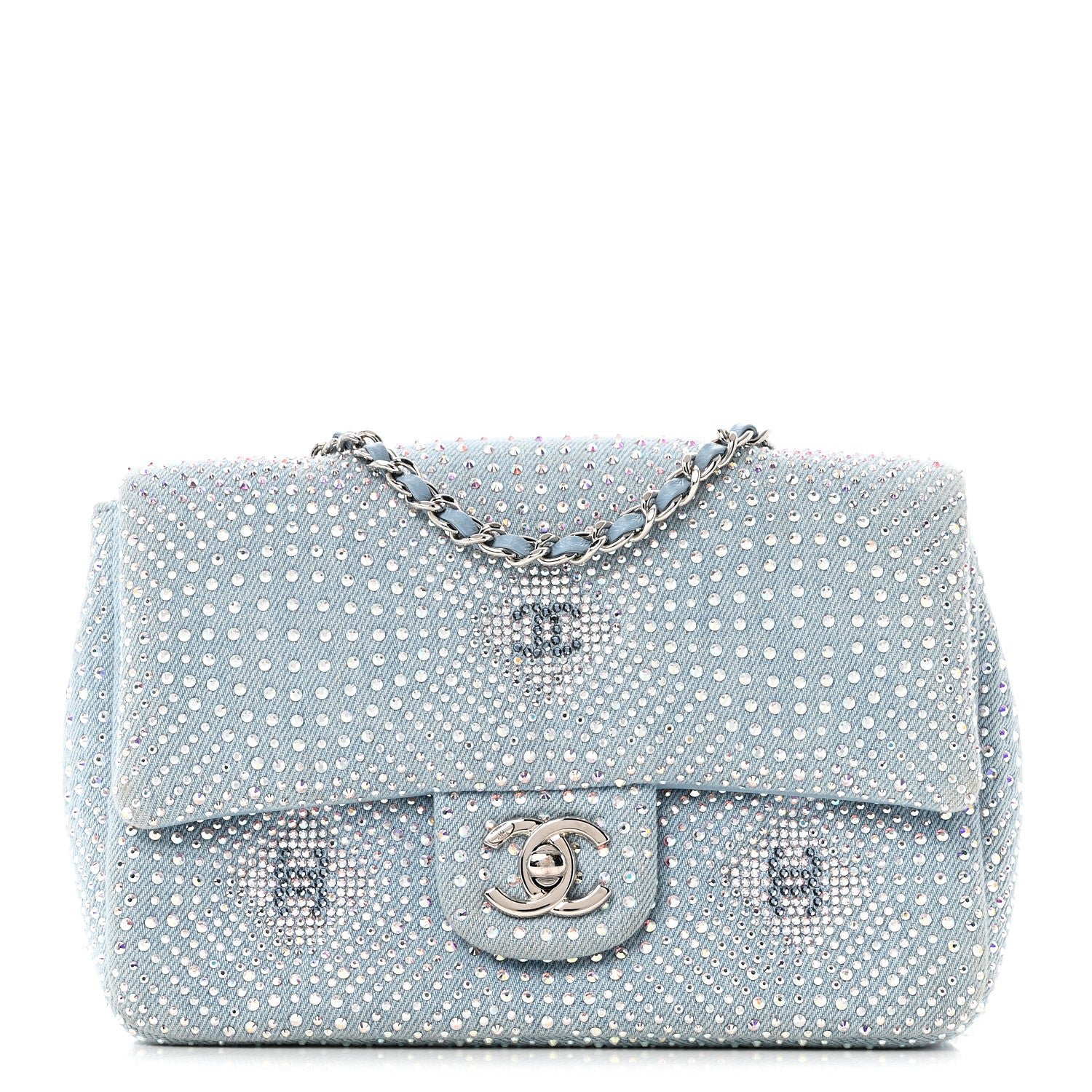 Chanel Denim Strass Evening Flap Bag Blue