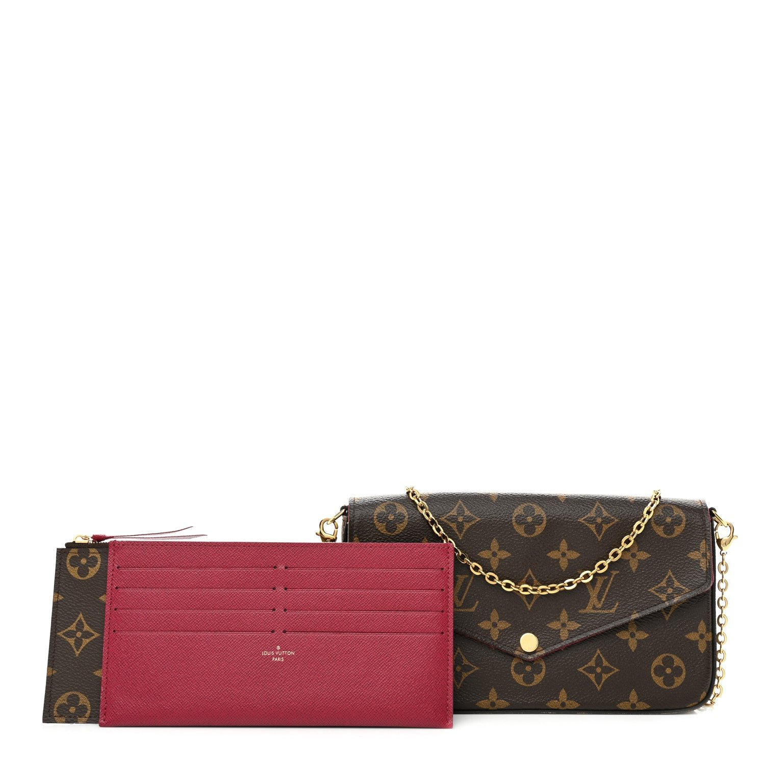 Louis Vuitton Monogram Pochette Felicie Chain Wallet Fuchsia