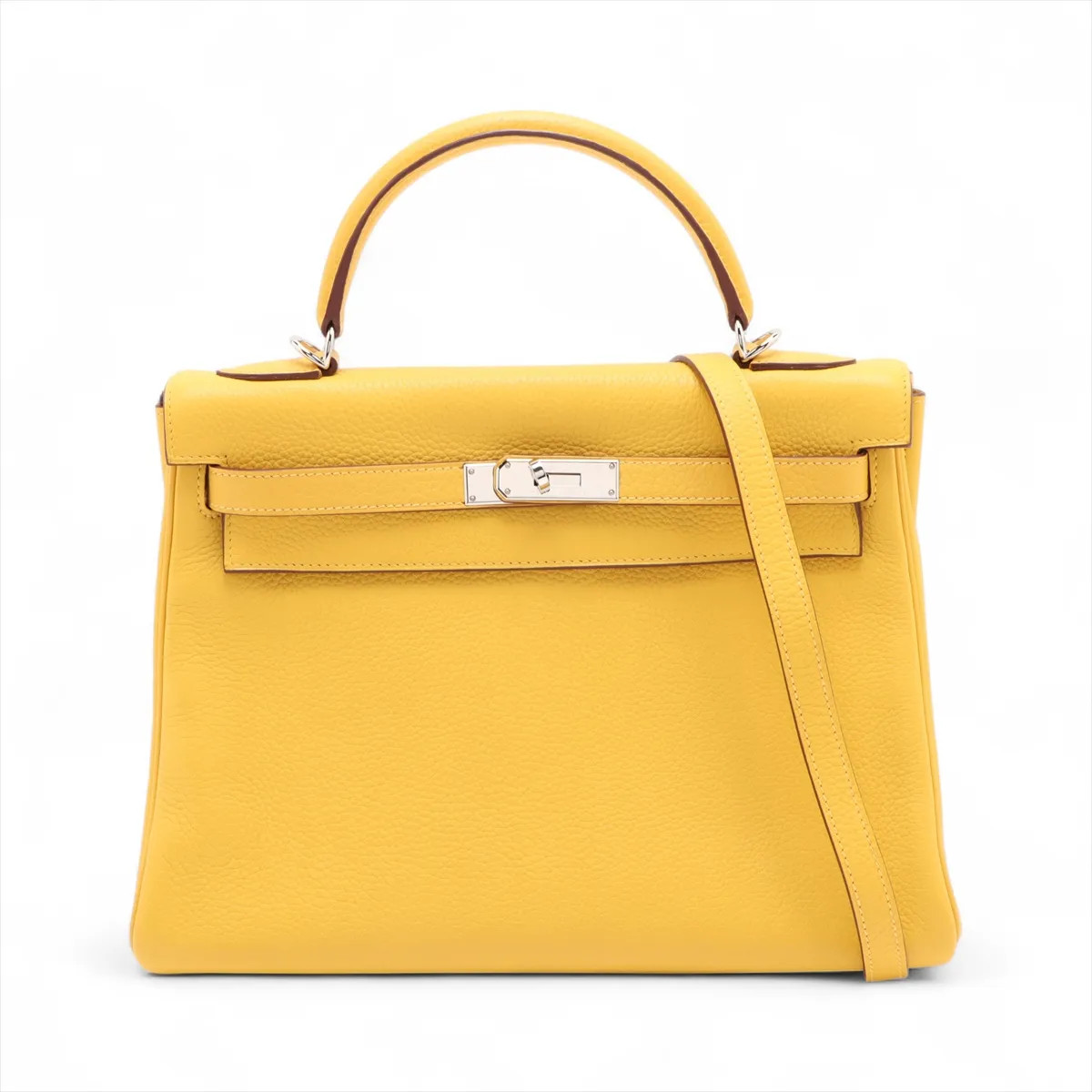 Hermès Kelly 32 Le Tournay Taurillon Clemence Soleil Silver Metal Fittings