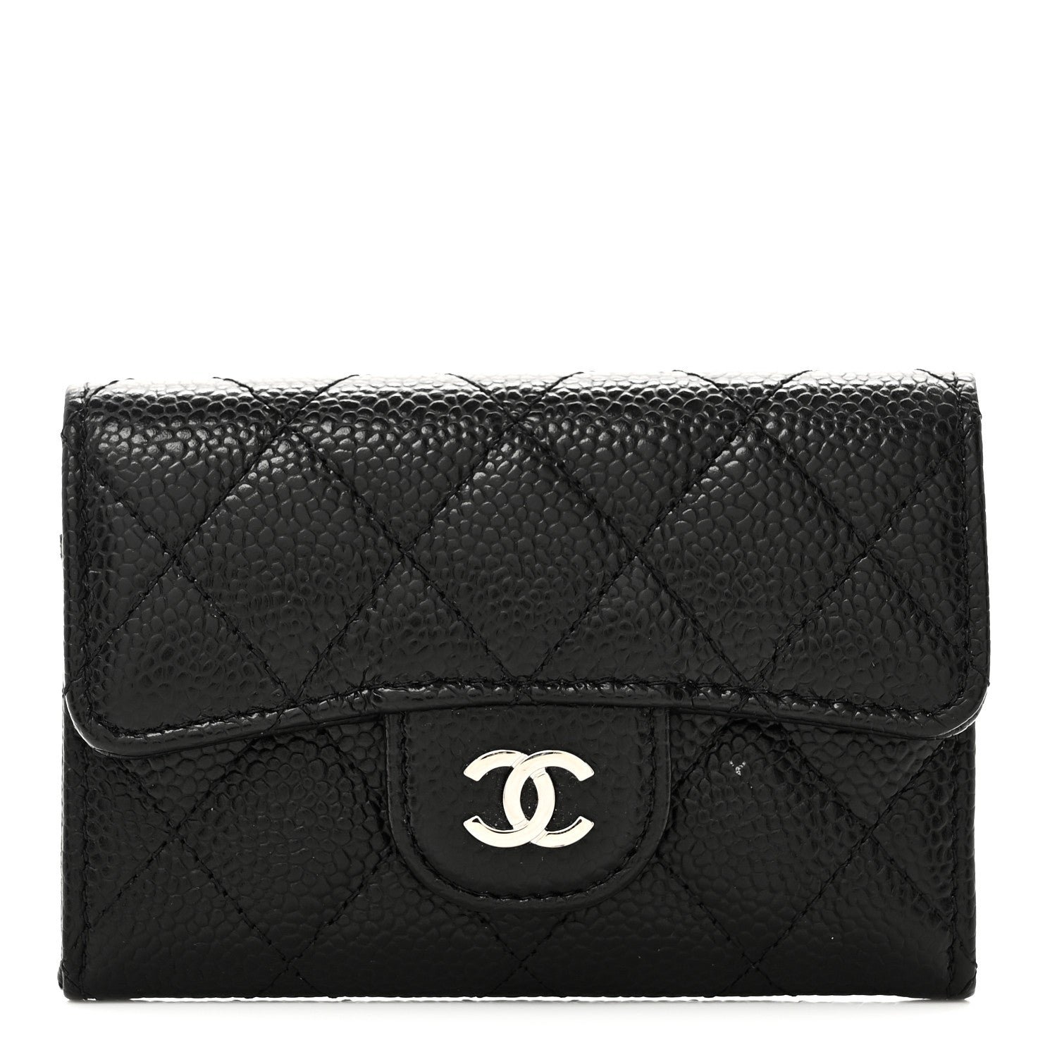 Chanel Caviar Quilted Flap Card Holder Wallet Black