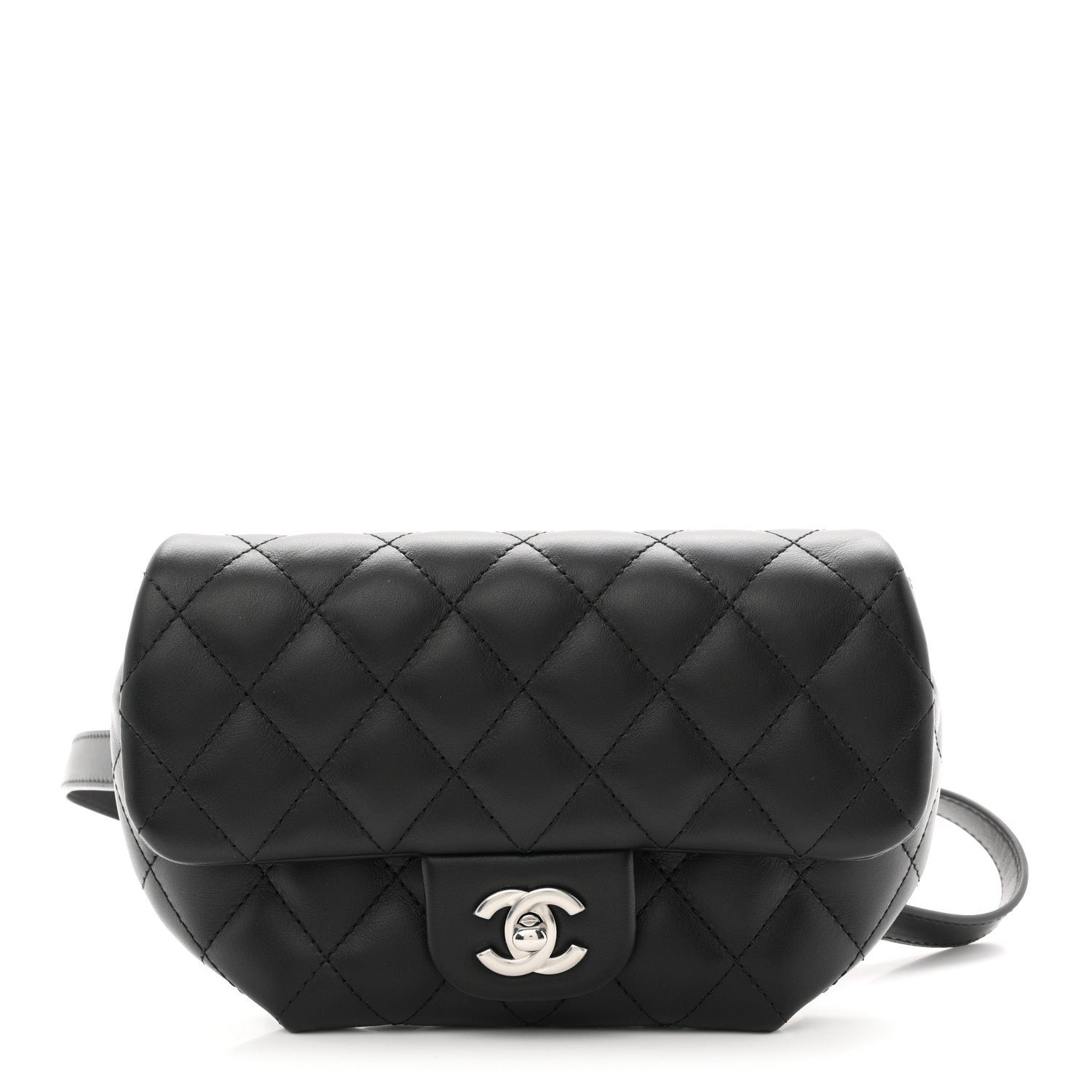 Chanel Calfskin Quilted CC Uniform Flap Belt Bag Black