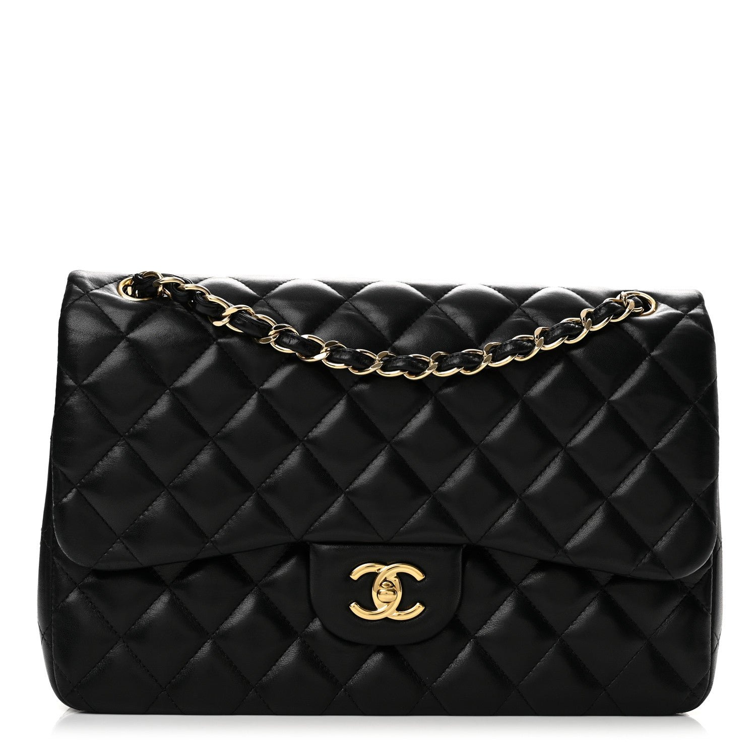 Chanel Lambskin Quilted Jumbo Double Flap Black