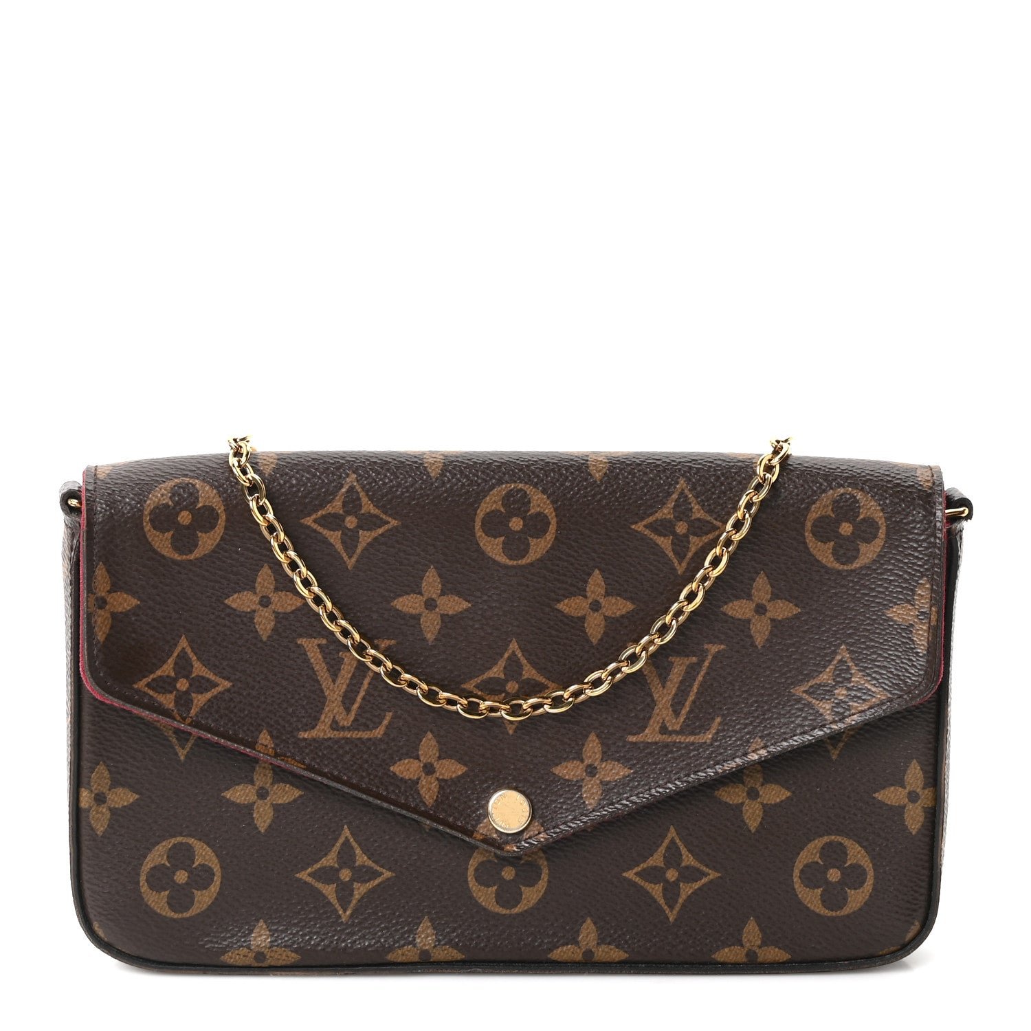 Louis Vuitton Monogram Pochette Felicie Chain Wallet Fuchsia