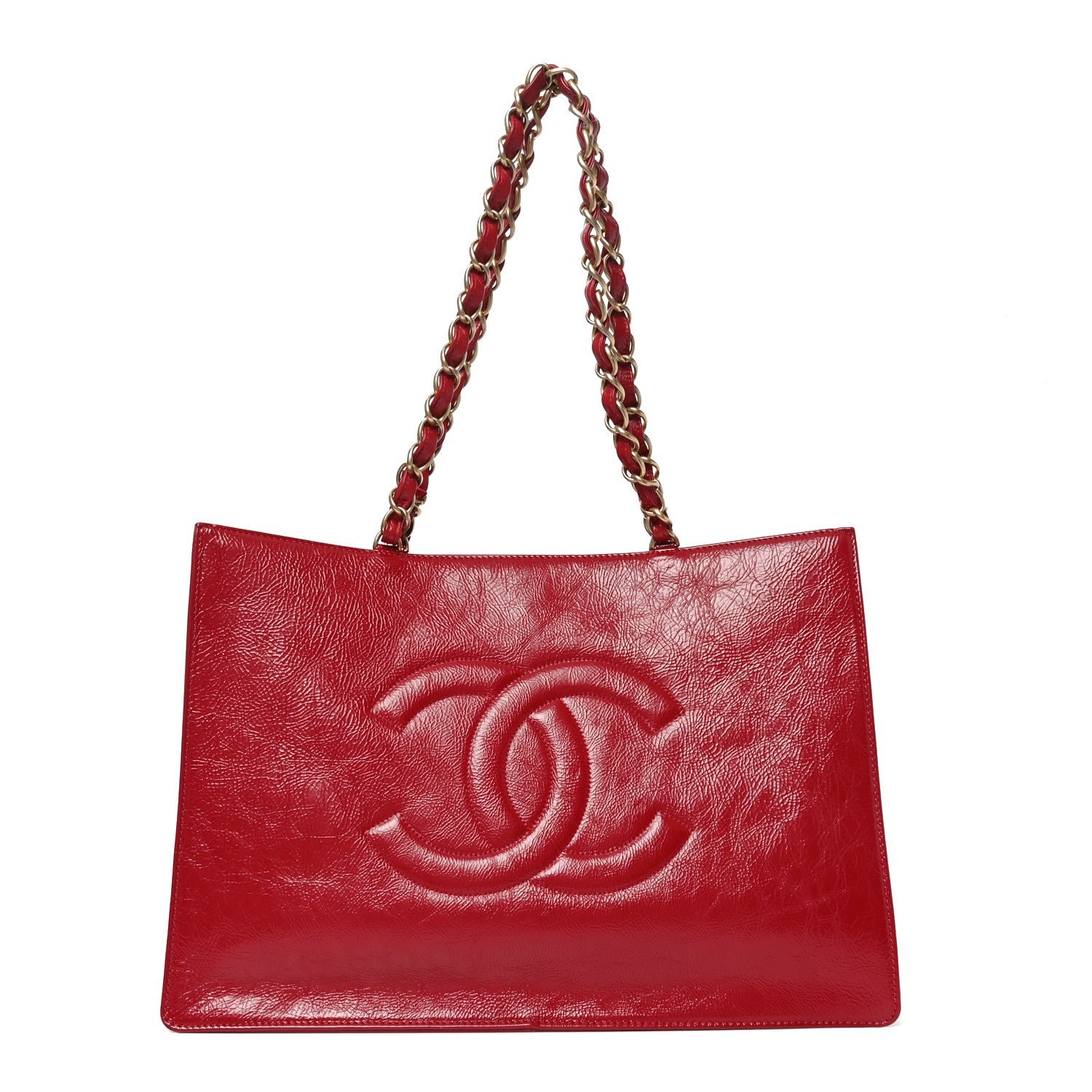 Chanel Chanel Shiny Aged Calfskin Shopping Bag Red