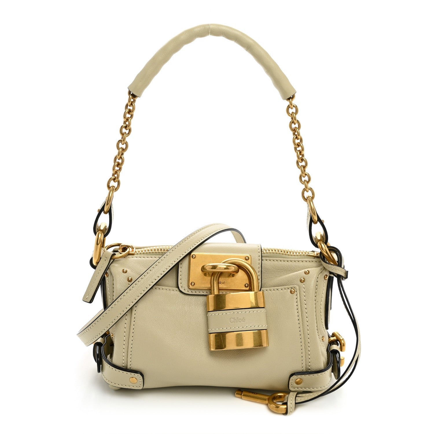Chloe Grained Buffalo Small Paddington Chain Bag Cloudy Cream