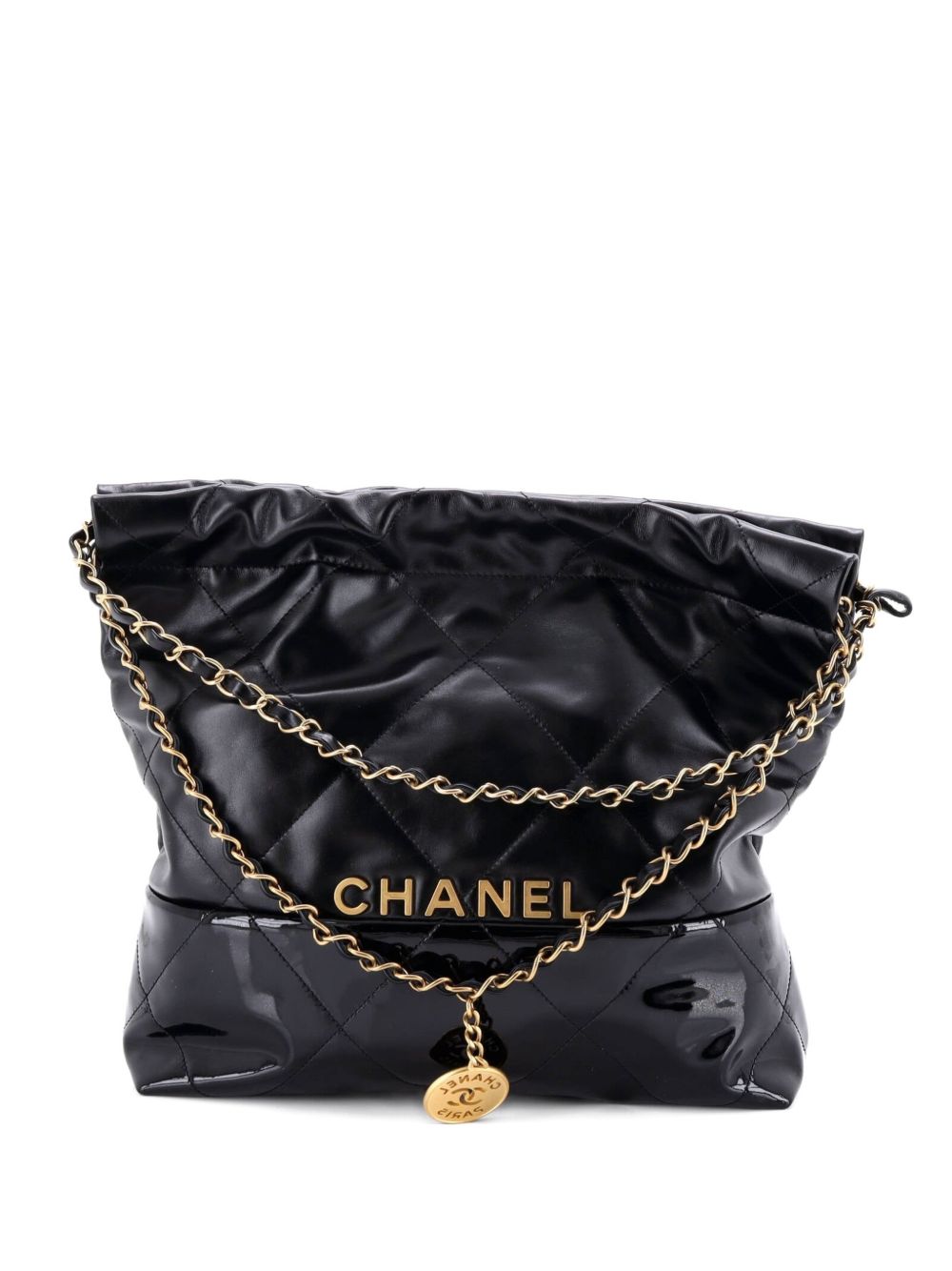 22 Chain Quilted Calfskin and Patent Small hobo bag