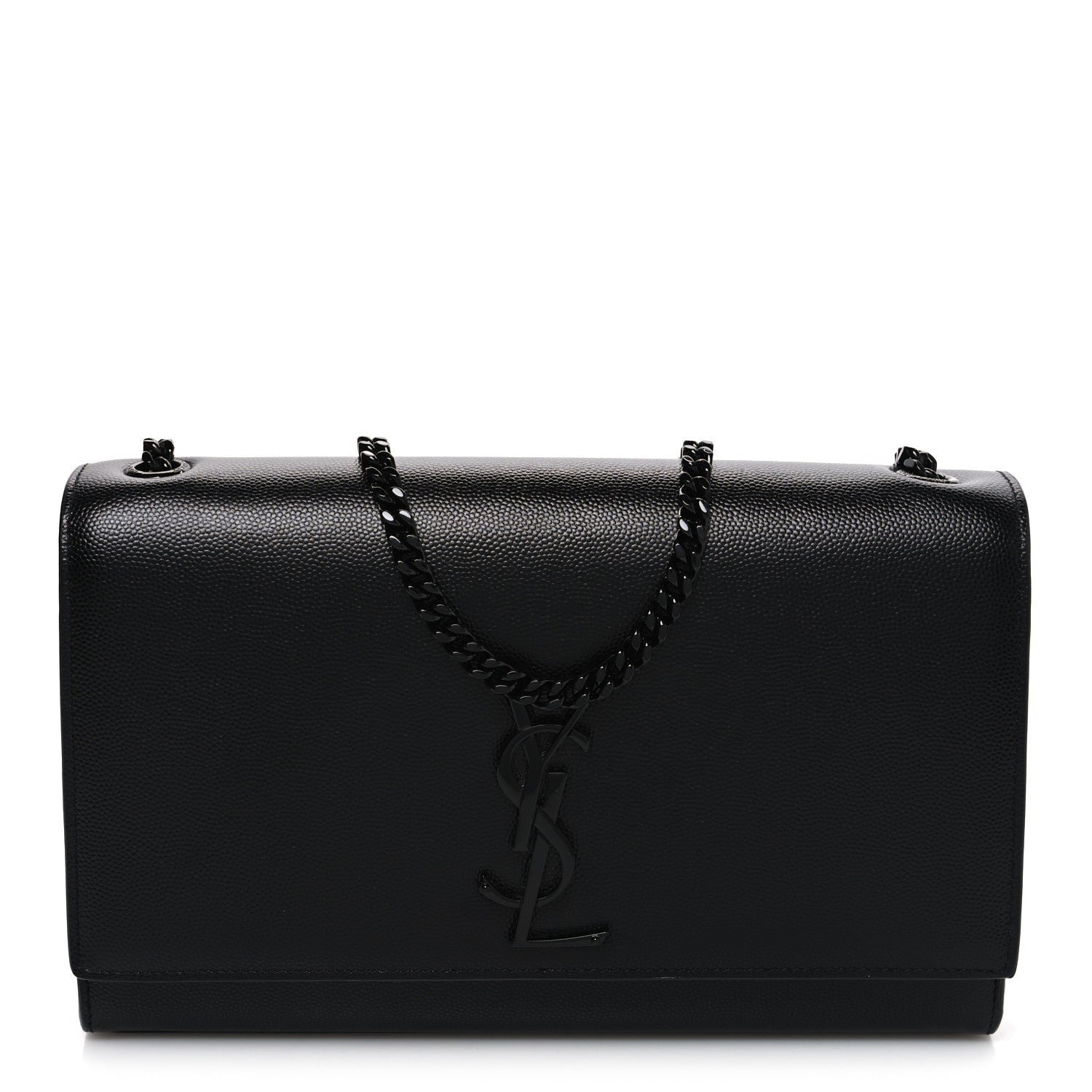 Saint Laurent Grain De Poudre Medium Classic Monogram Monochrome Kate Satchel Black