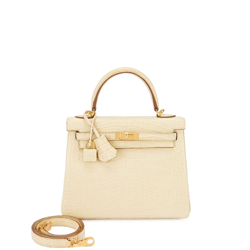 Vanille Matte Alligator Kelly 25 Retournè Gold Hardware, 2024