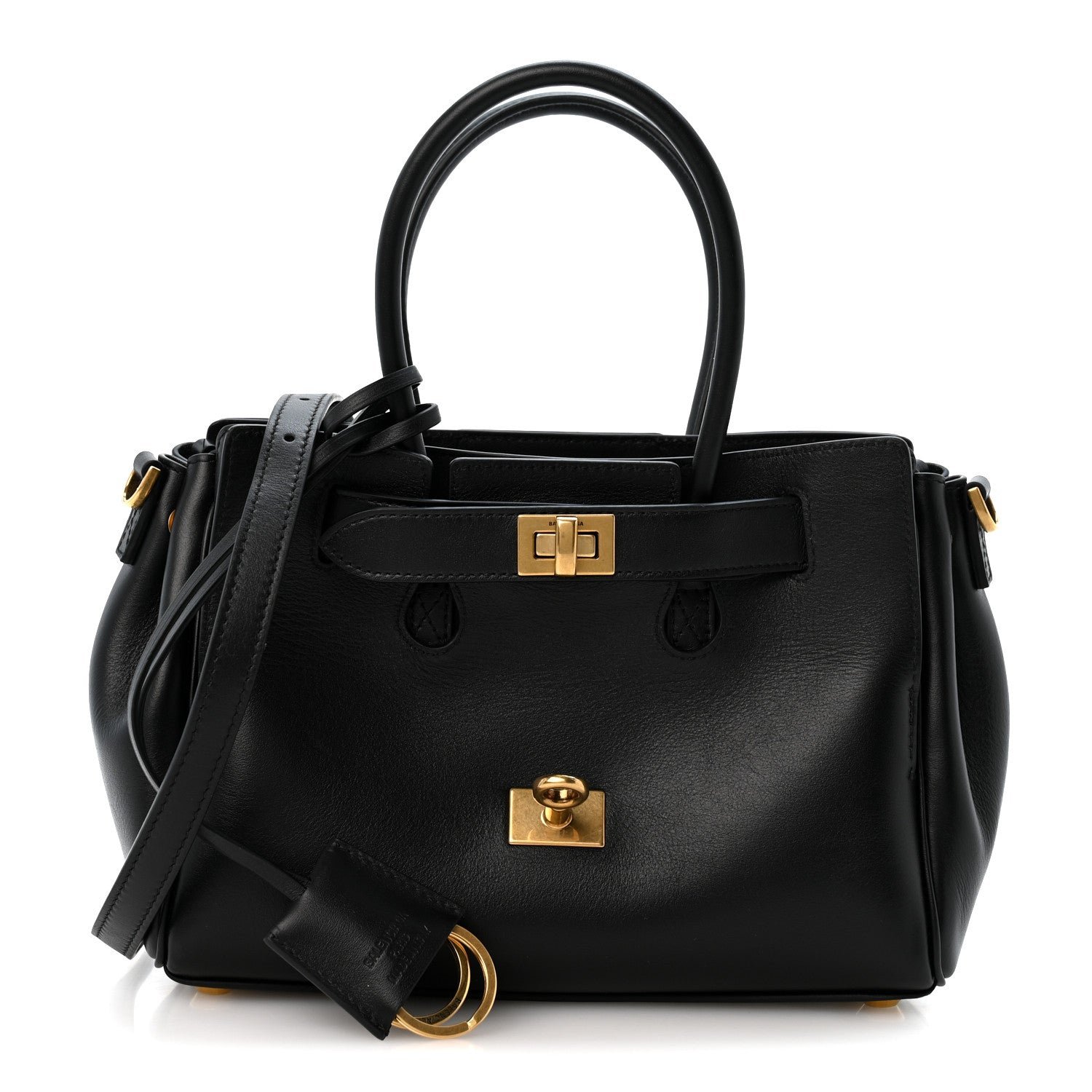 Balenciaga Smooth Calfskin Mini Bel Air Carry All Bag Black