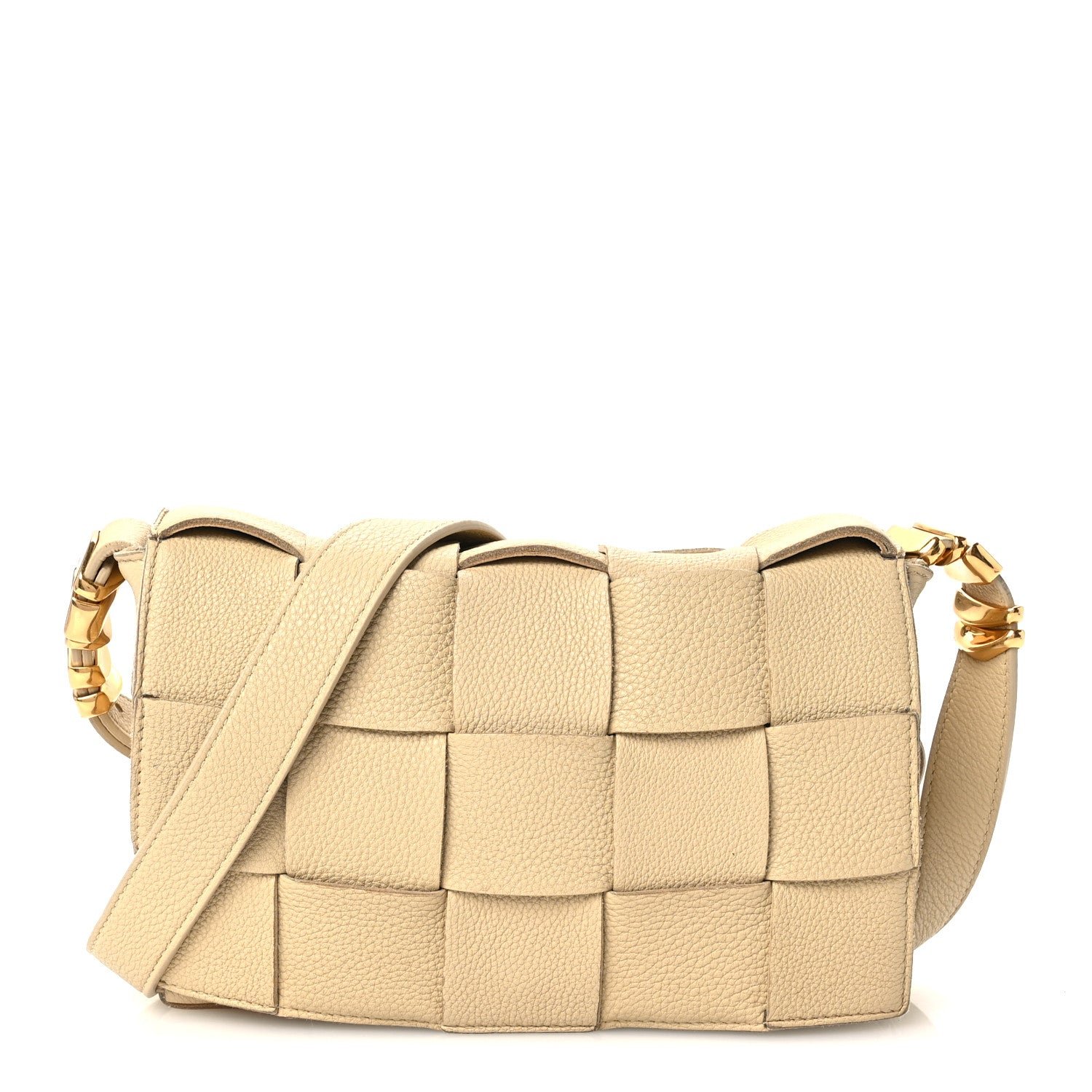 Bottega Veneta Grained Calfskin Maxi Intrecciato Cassette Crossbody Bag Porridge
