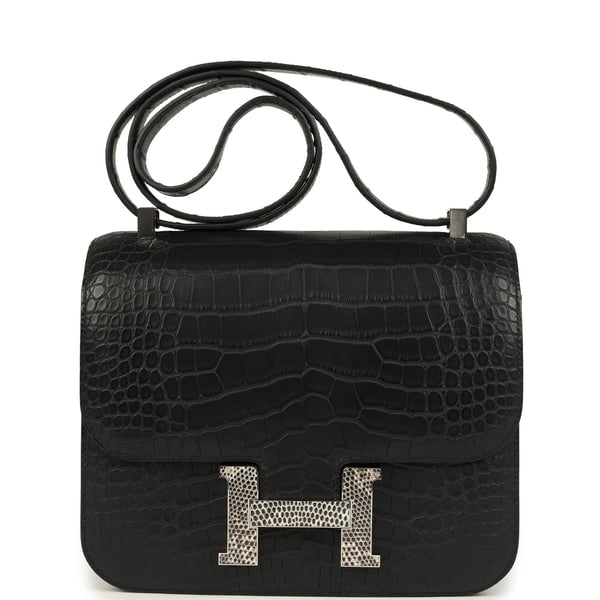 Hermes Hermes Constance 24 Black Matte Alligator and Ombre Lizard Marquette Palladium Hardware