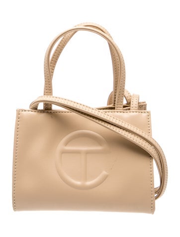 Vegan Leather Cream Shopping Bag Small