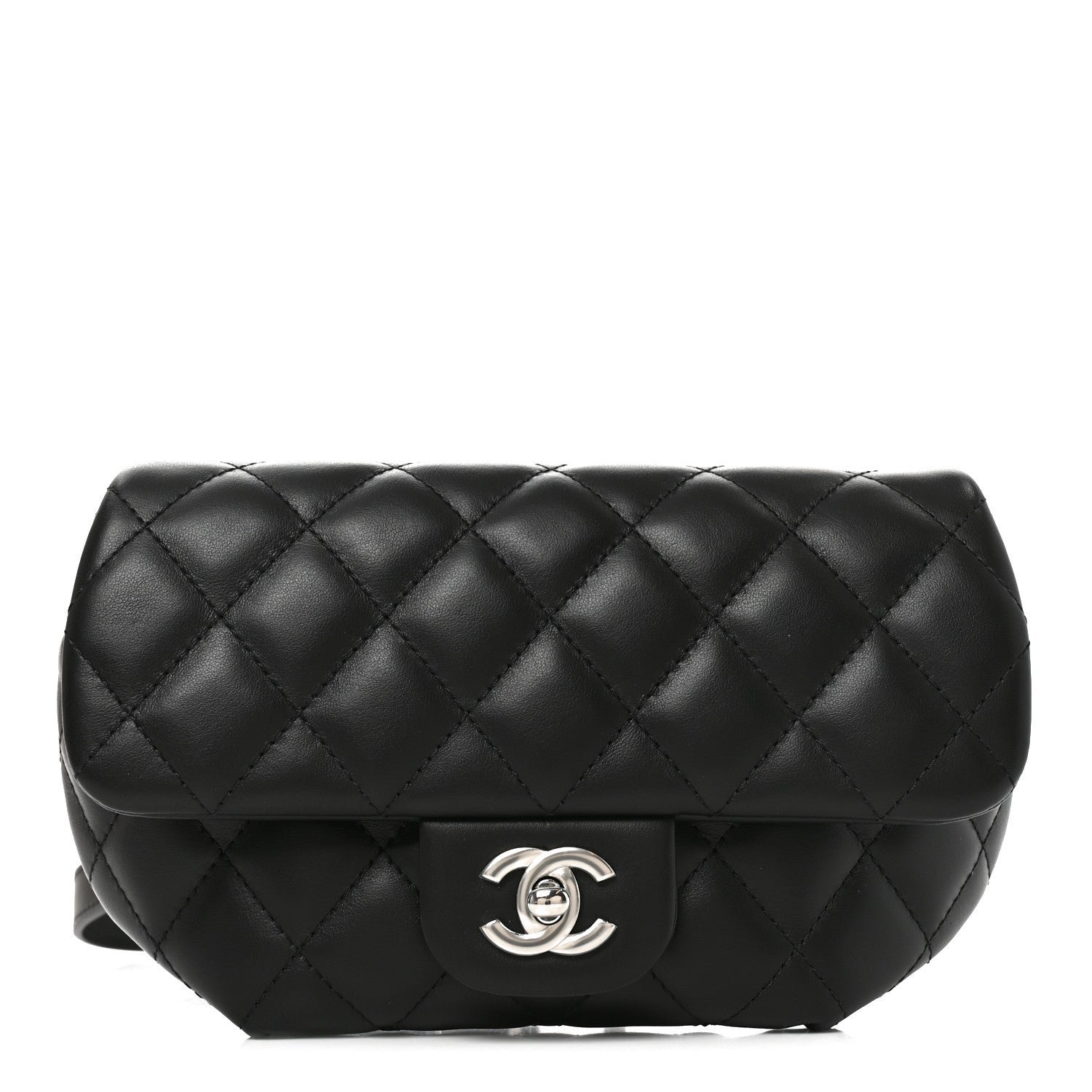 Chanel Calfskin Quilted CC Uniform Flap Belt Bag Black