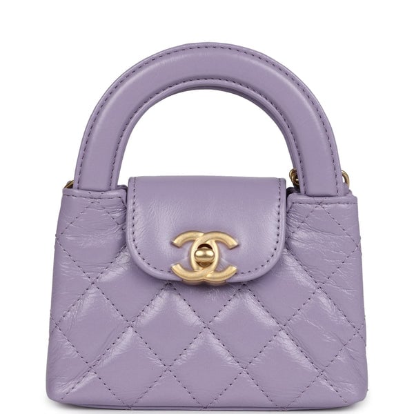 Chanel Chanel Nano Kelly Shopper Light Purple Shiny Aged Calfskin Brushed Gold Hardware