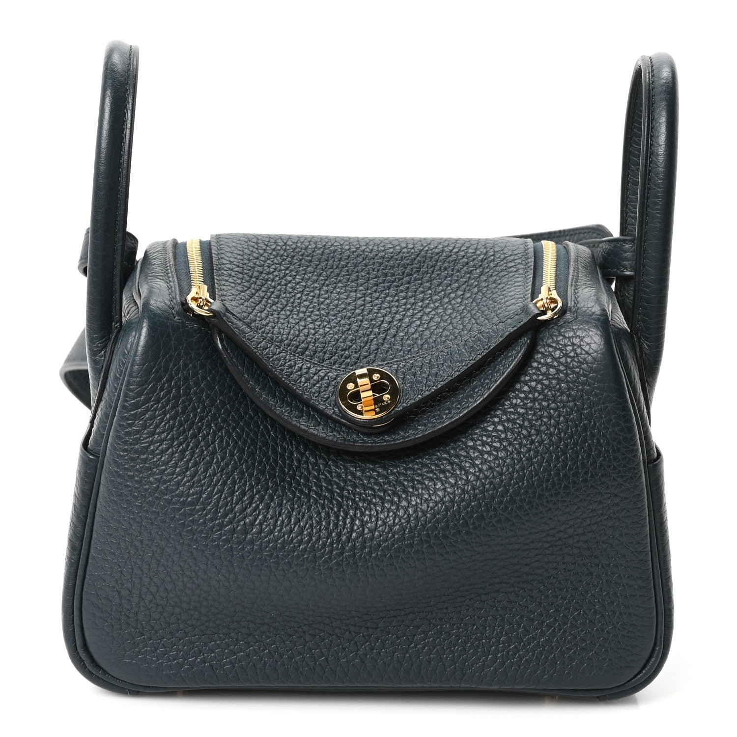 Hermes Hermes Taurillon Clemence Mini Lindy 20 Vert Cypress
