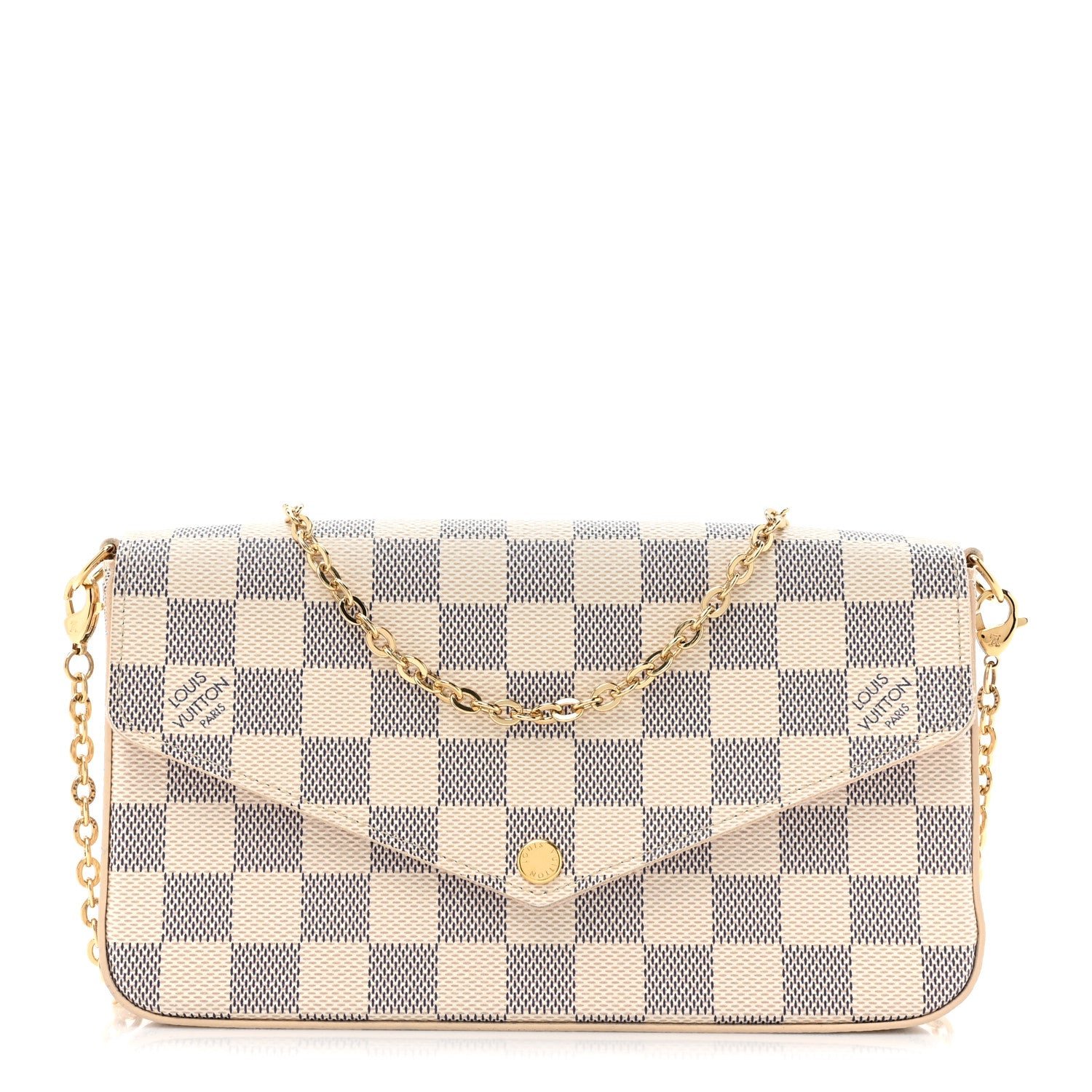 Louis Vuitton Damier Azur Pochette Felicie Chain Wallet Rose Ballerine