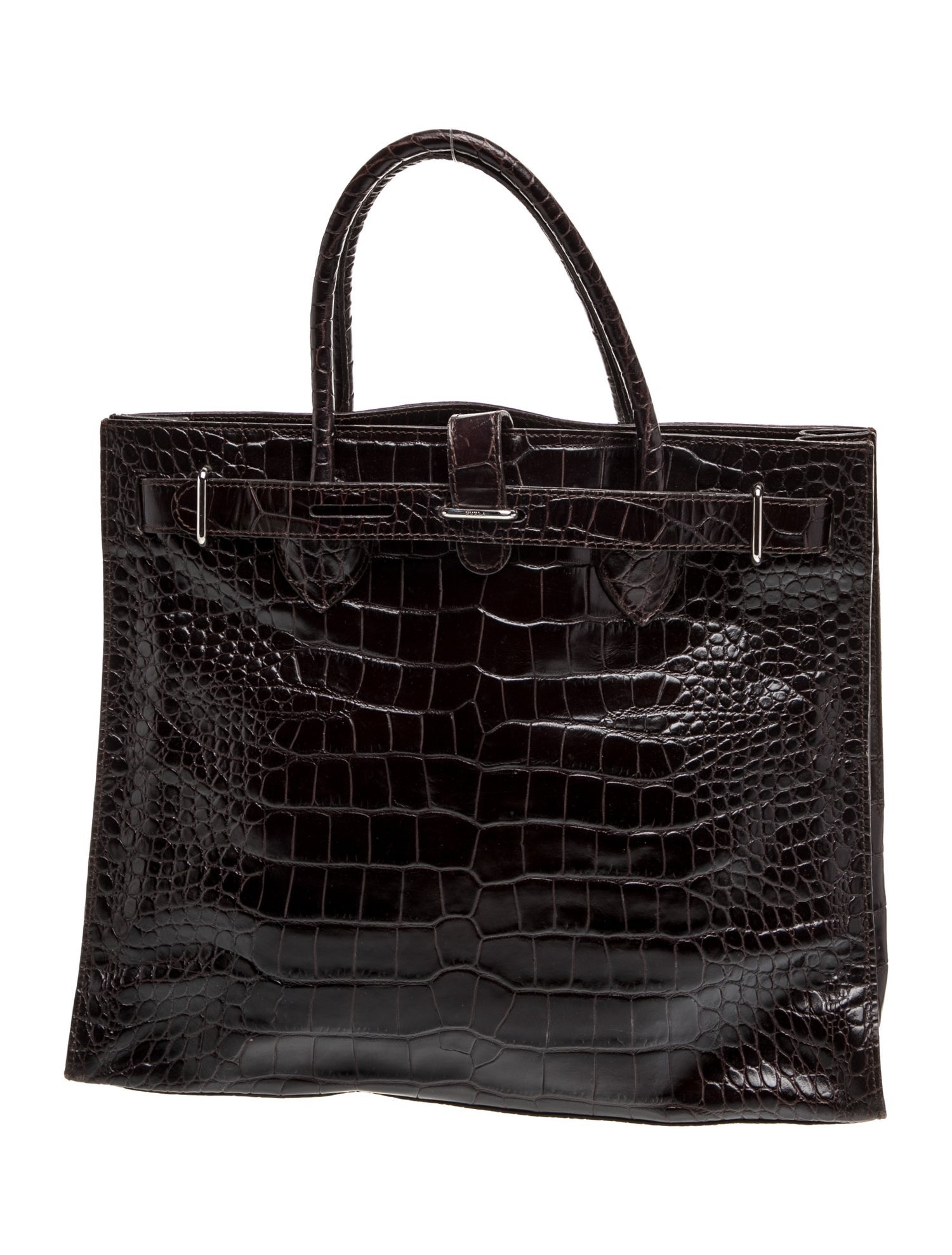 Embossed Leather Top Handle Bag