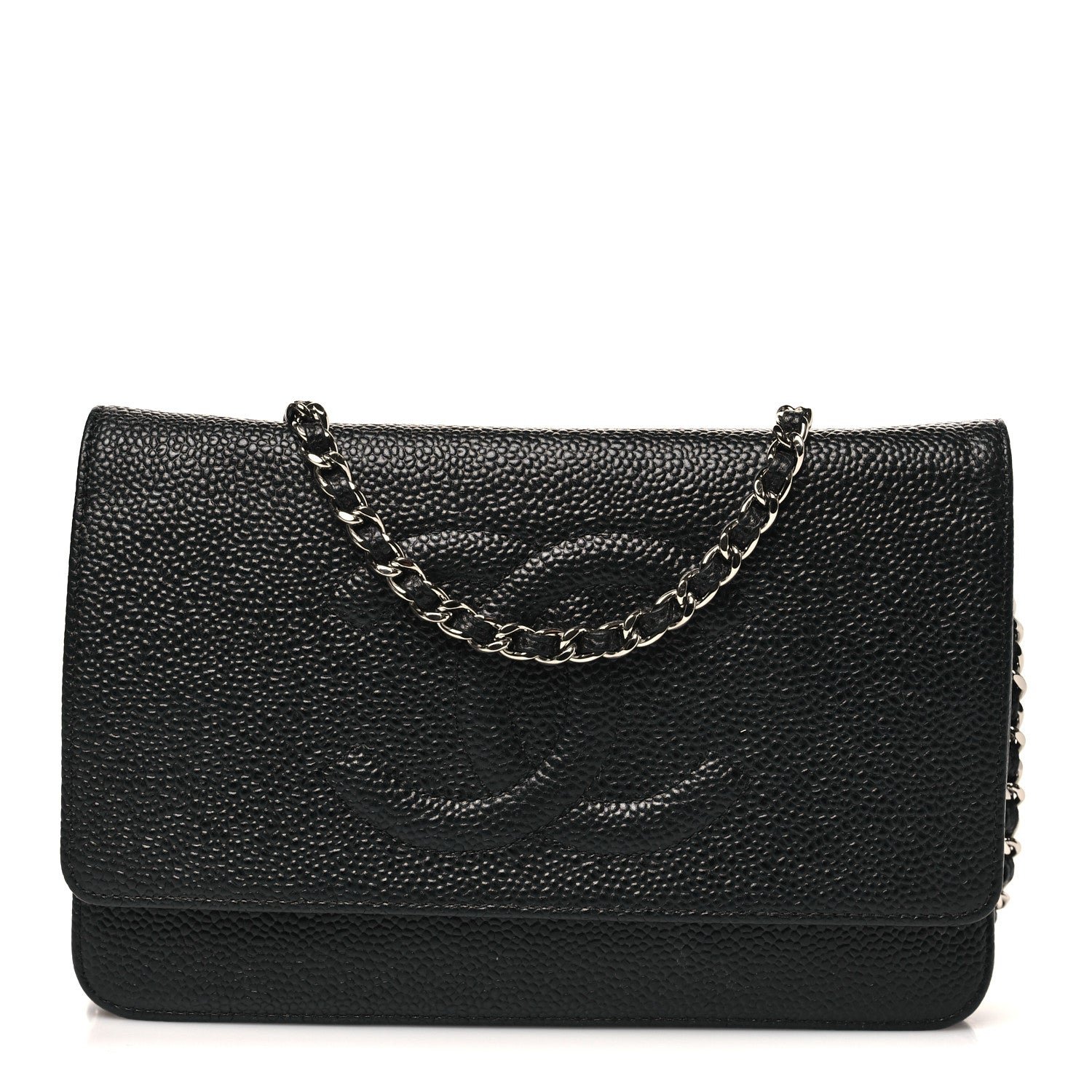 Chanel Caviar Timeless CC Wallet On Chain WOC Black