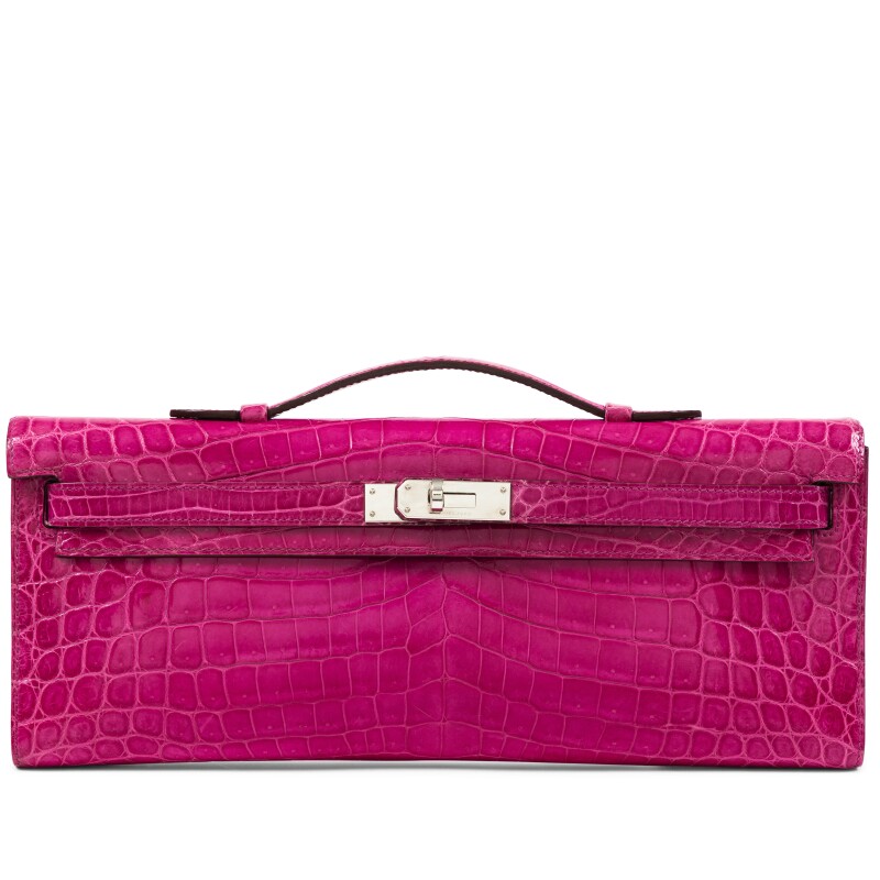 Hermes Rose Pourpre Niloticus Crocodile Kelly Cut Palladium Hardware, 2012