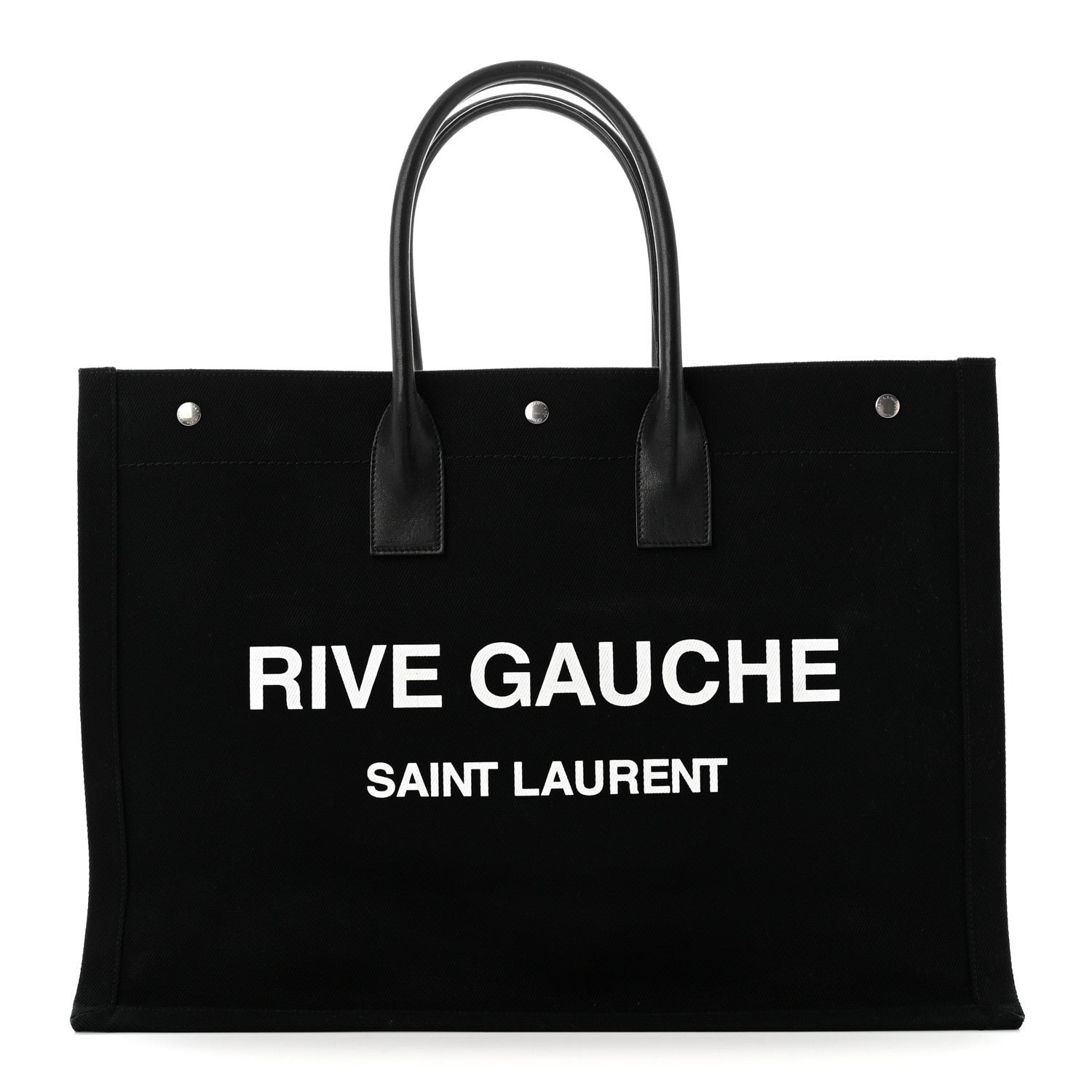 Saint Laurent Linen Calfskin Rive Gauche Tote Black