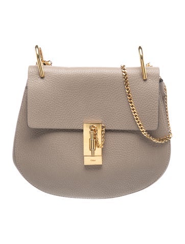 Leather Drew Shoulder Bag in Motty Grey Small