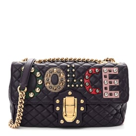 Dolce & Gabbana Lambskin Watersnake Embellished Lucia Shoulder Bag Purple