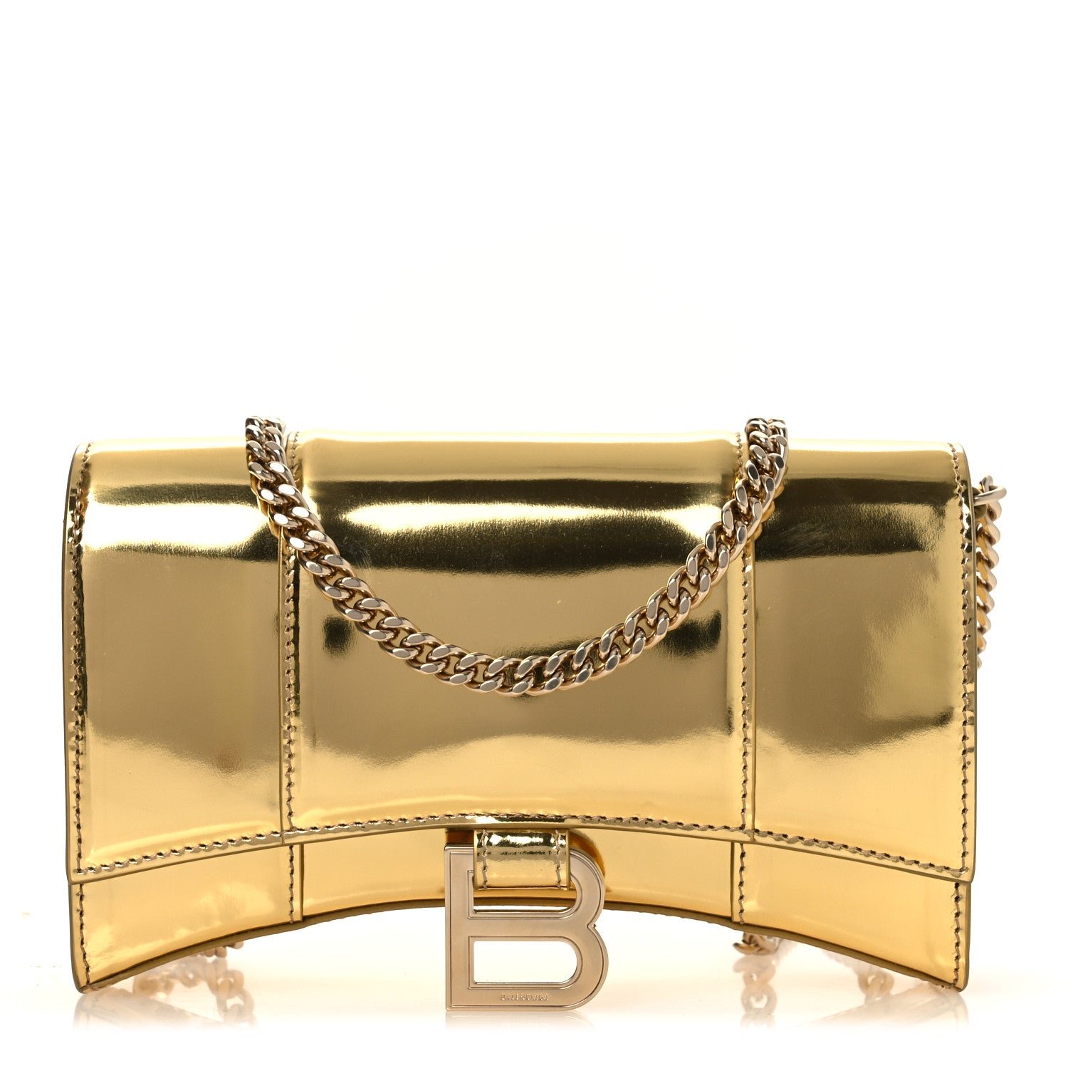 Balenciaga Mirror Calfskin Hourglass Chain Bag Gold