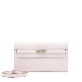 Hermes Mauve Pale Evercolor Kelly To Go Wallet Palladium Hardware, 2023