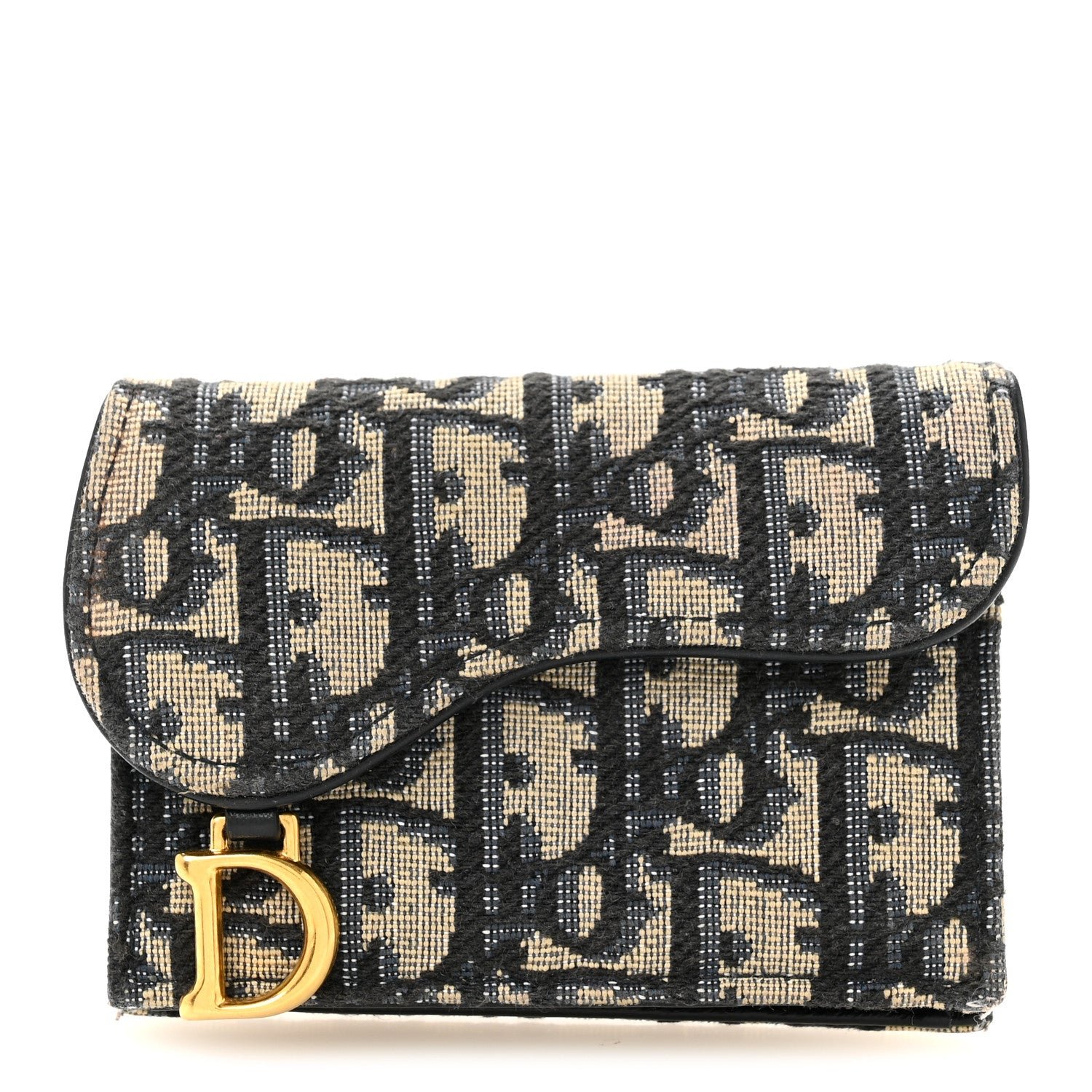 Christian Dior Oblique Saddle Card Holder Blue