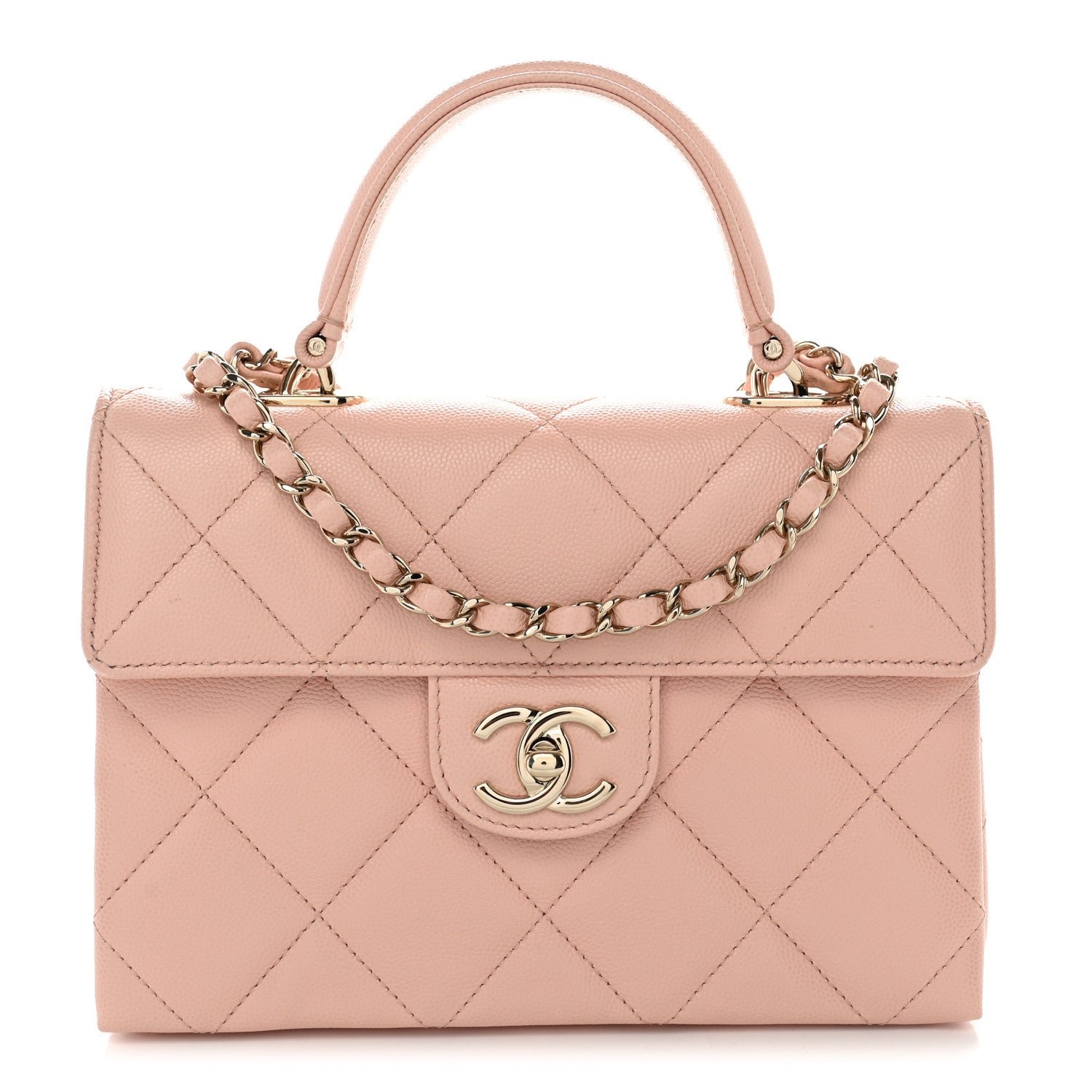 Chanel Caviar Quilted Mini Retro Twist Top Handle Flap Light Pink