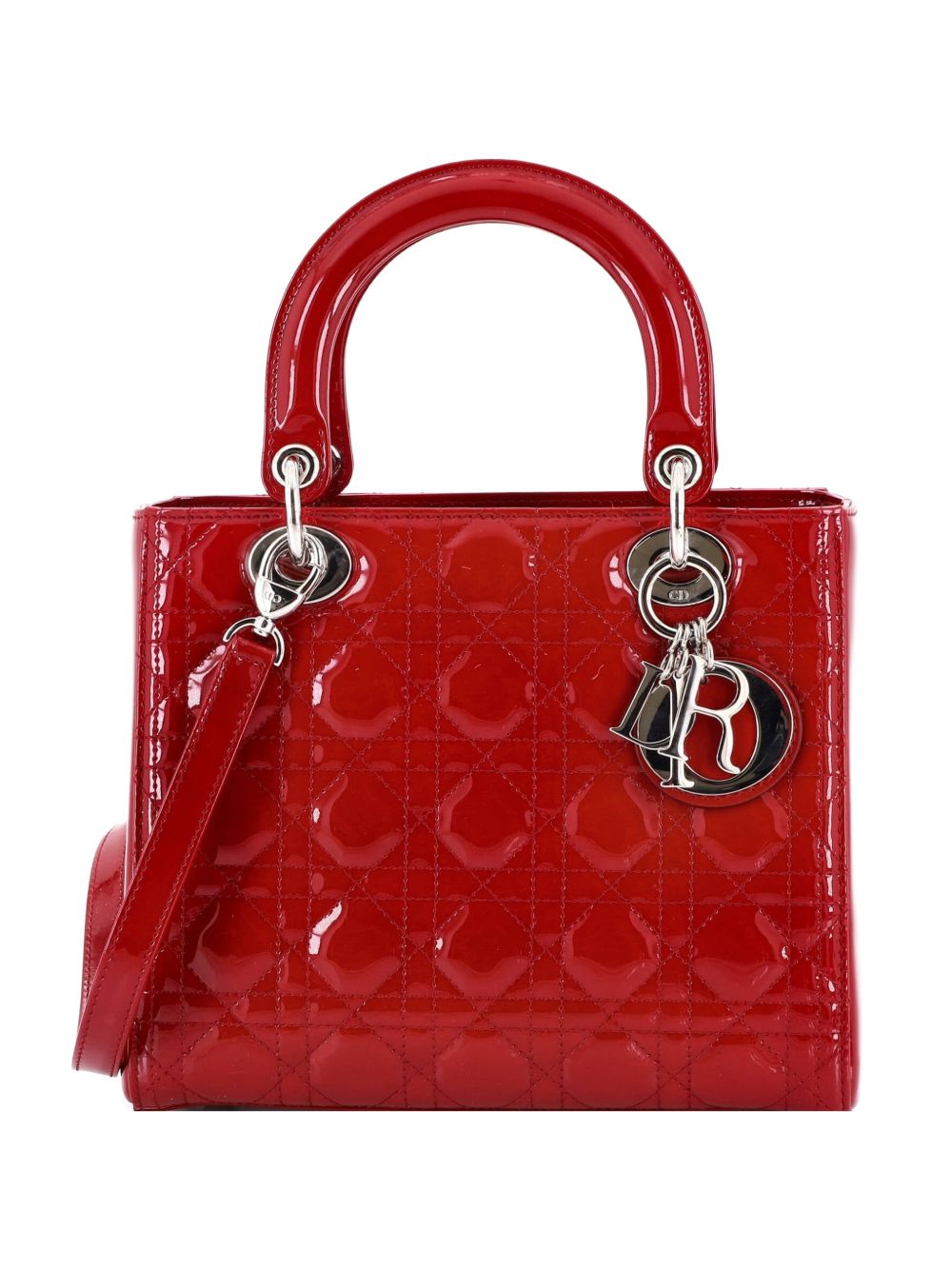 Lady Dior Bag Cannage Quilt Patent Medium satchel