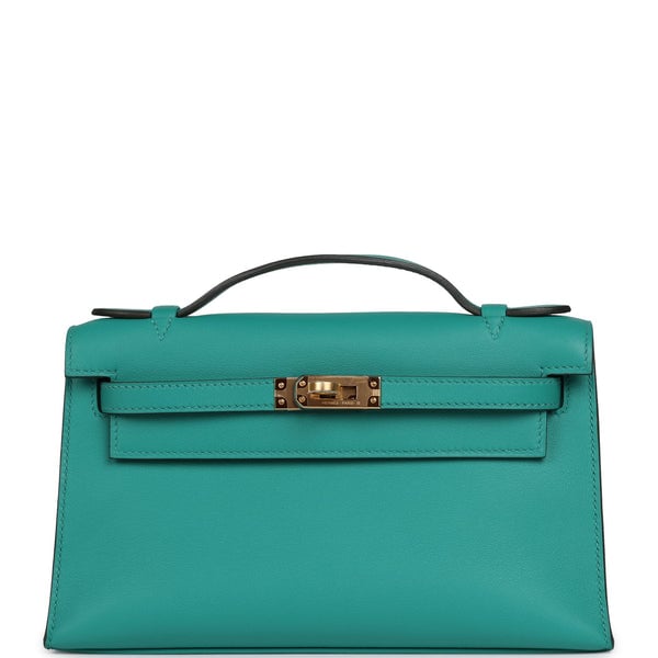 Hermes Hermes Kelly Pochette Vert Verone Swift Gold Hardware