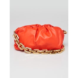 Bottega Veneta Bottega Veneta Orange Leather Chain Pouch Bag