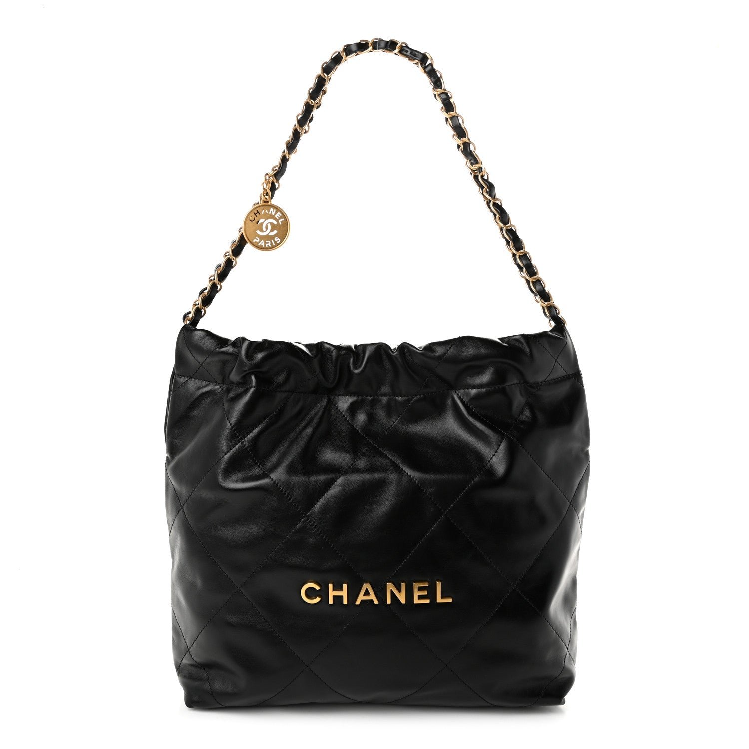 Chanel Shiny Calfskin Quilted Small Chanel 22 Black