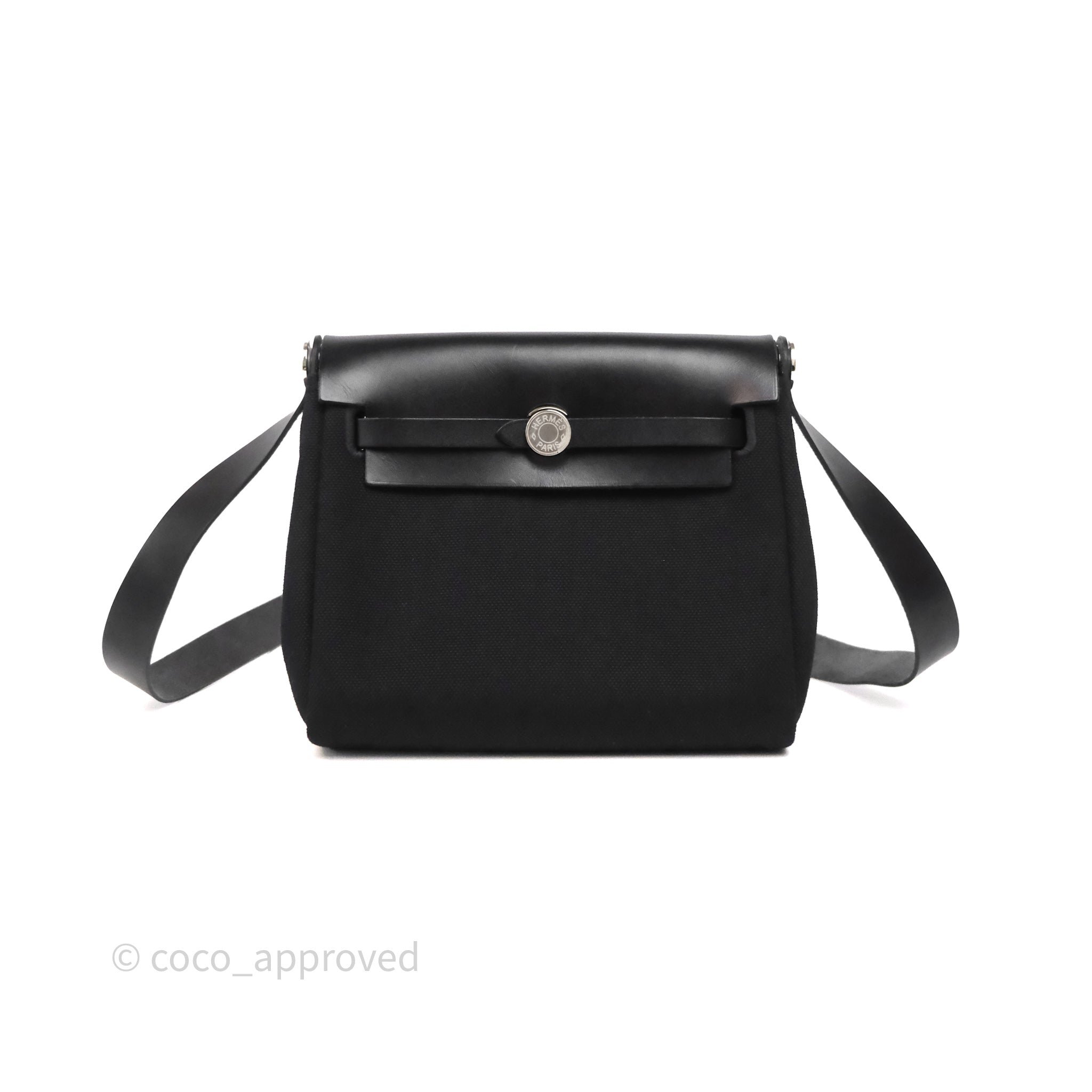 Hermès Herbag Zip 20 Mini Noir89/Noir89 Canvas Palladium Hardware