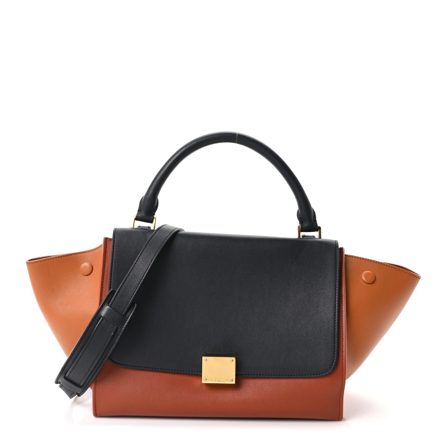 Celine Smooth Calfskin Medium Tri-Color Trapeze Rust Navy Red