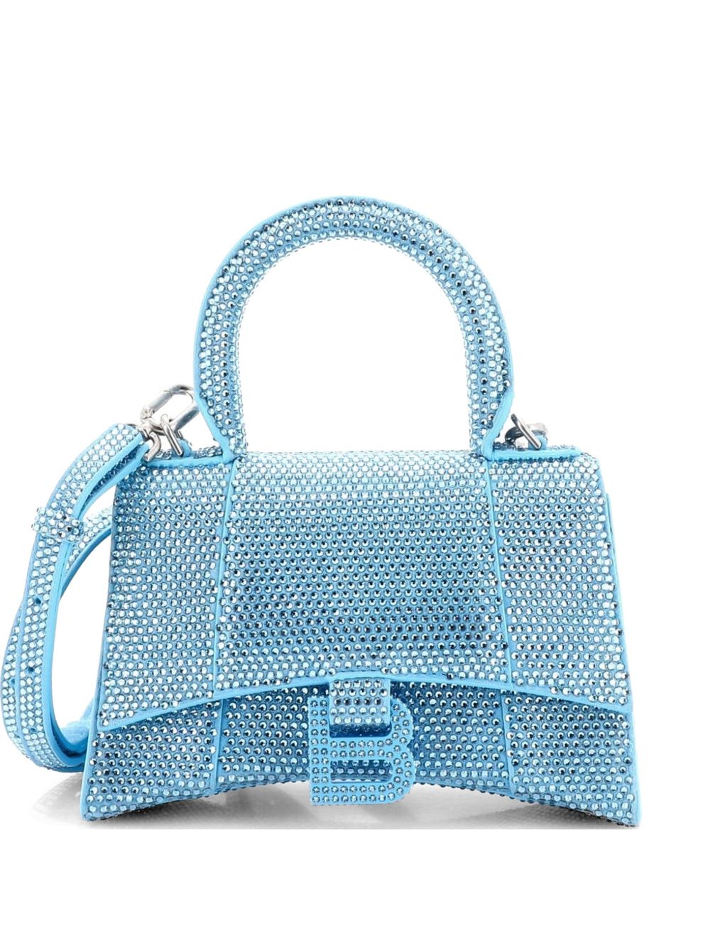 Balenciaga Hourglass Top Handle Bag Suede with Crystals XS crossbody bag