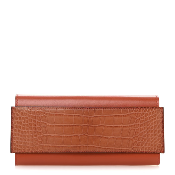 Hermes Matte Alligator Tadelakt Passant Long Wallet Terre Battue Cuivre