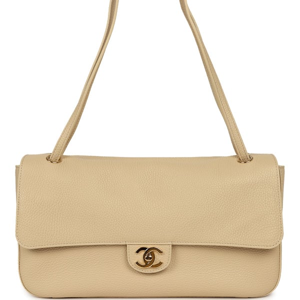 Chanel Maxi "Souplissimo" Small Flap Bag Light Beige Grained Calfskin Gold Hardware