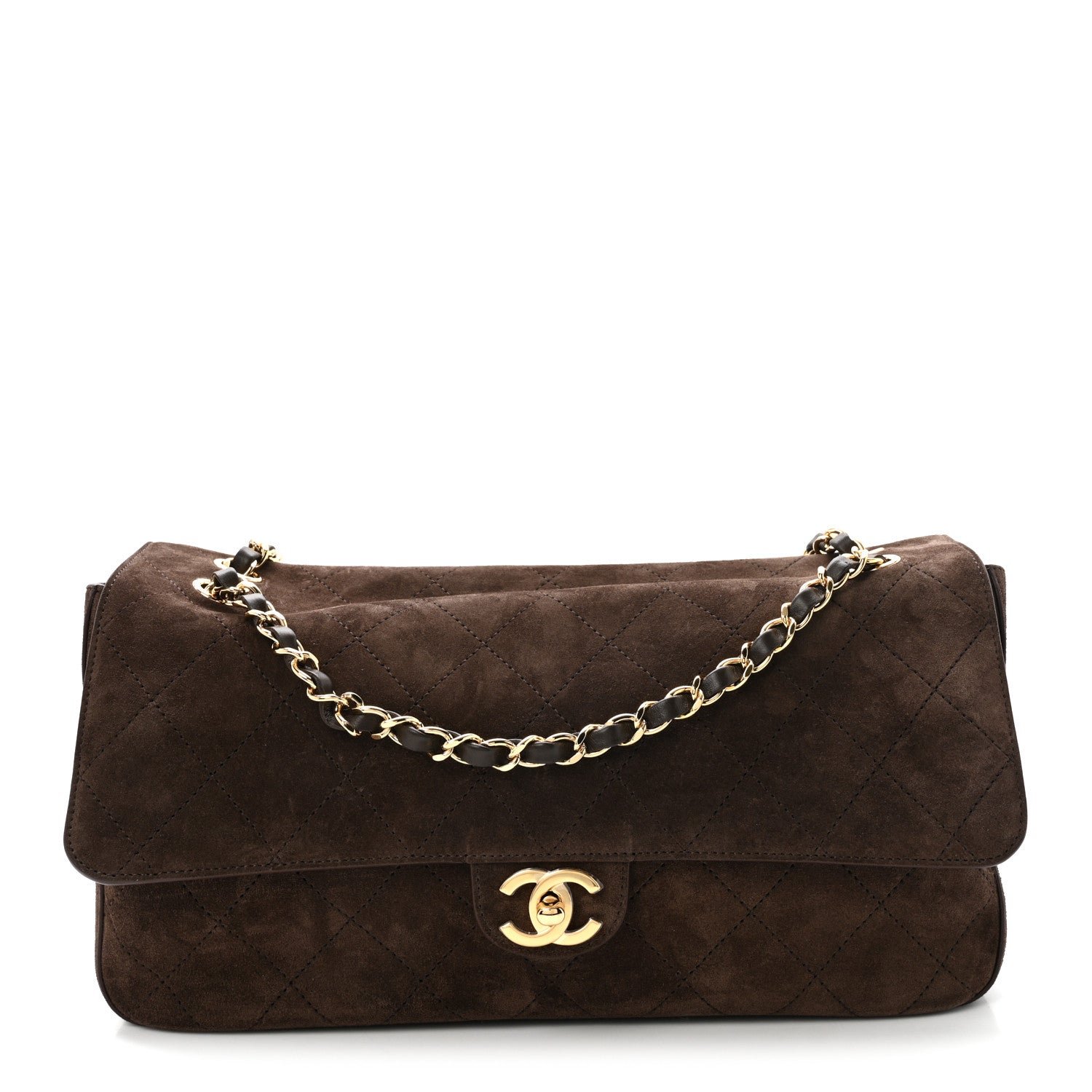 Chanel Suede Calfskin Small Souplissimo Maxi Flap Dark Brown