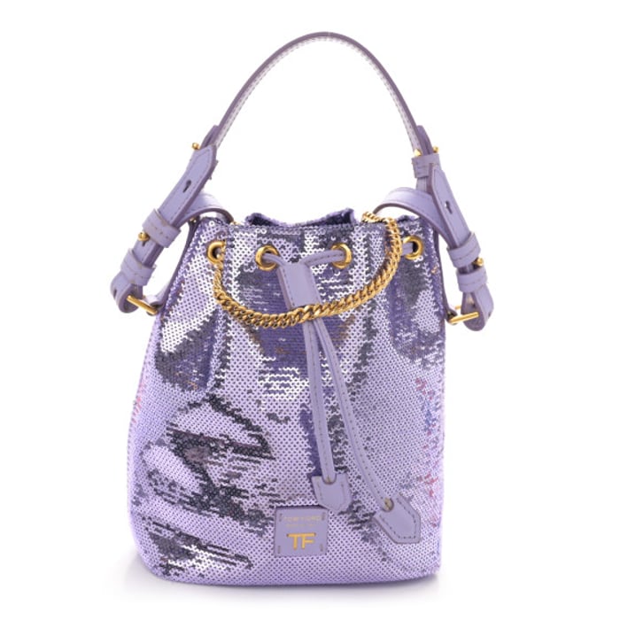 Tom Ford Sequin Small Disco Chain Bucket Bag Light Purple