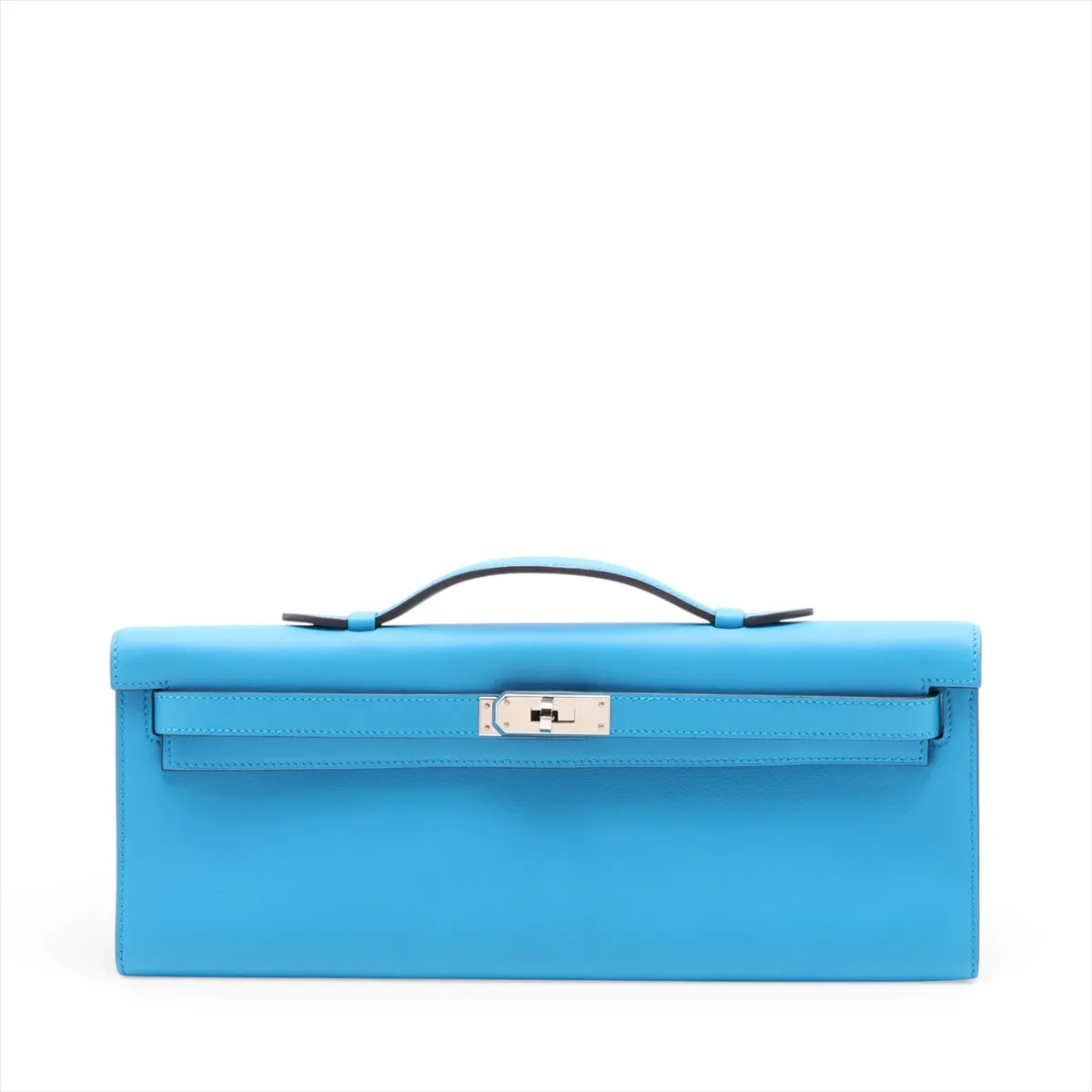 Hermès Kelly Cut Veau Swift blue zanzibar Silver Metal Fittings