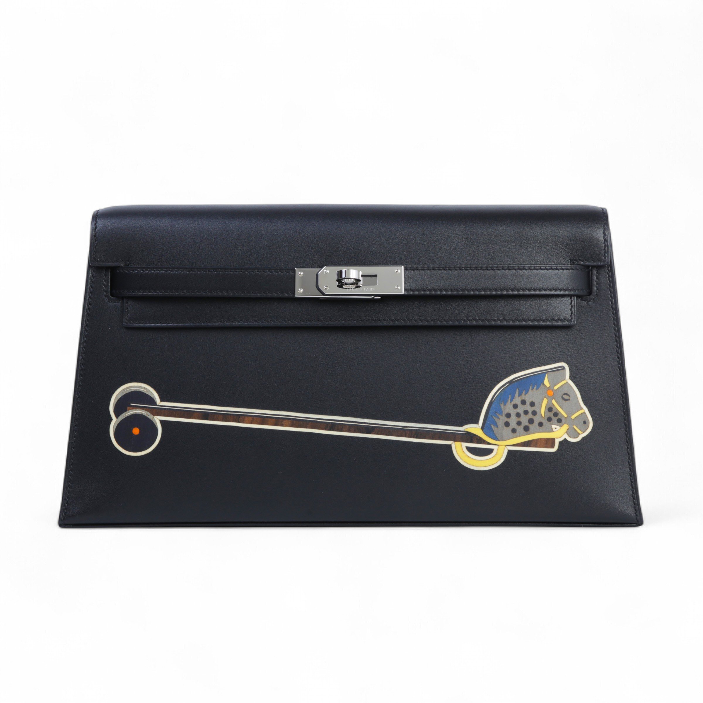 Unused ( Rank NS ) HERMÈS Limited Edition Kelly Elan cheval de bois Noir (89) Tadelakt Palladium hardware K (2025)