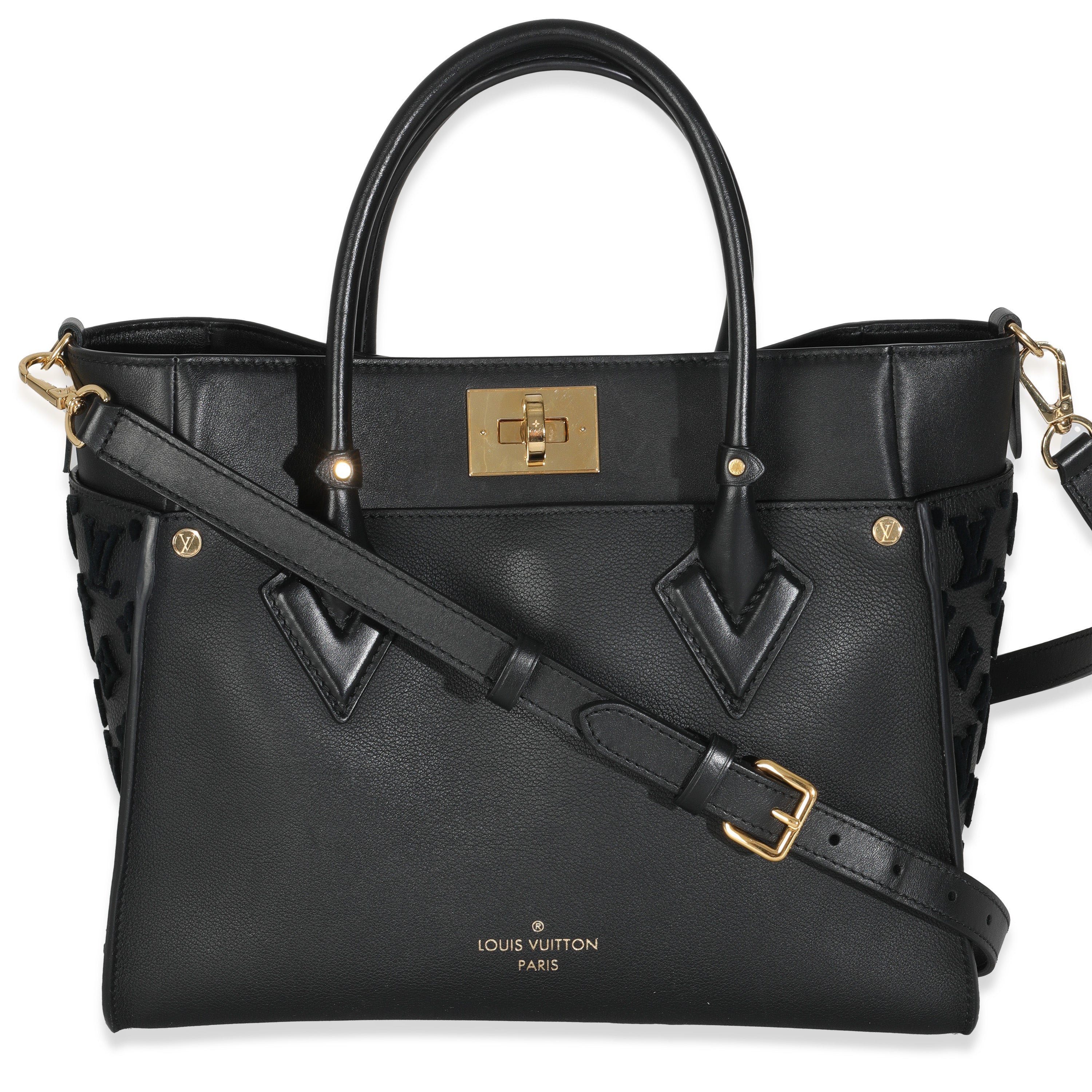 Louis Vuitton Black Calfskin Monogram Tufting On My Side MM