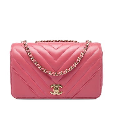 Mini Chevron Calfskin Statement Flap