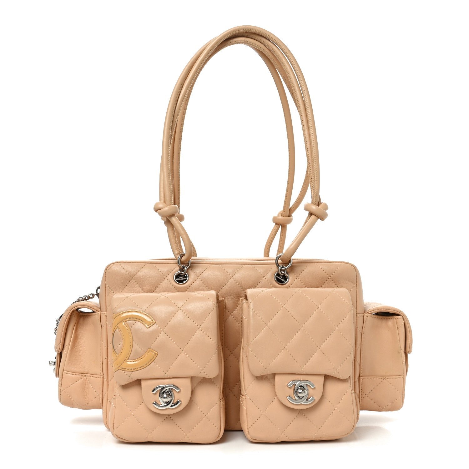 Chanel Calfskin Quilted Small Cambon Multipocket Reporter Beige