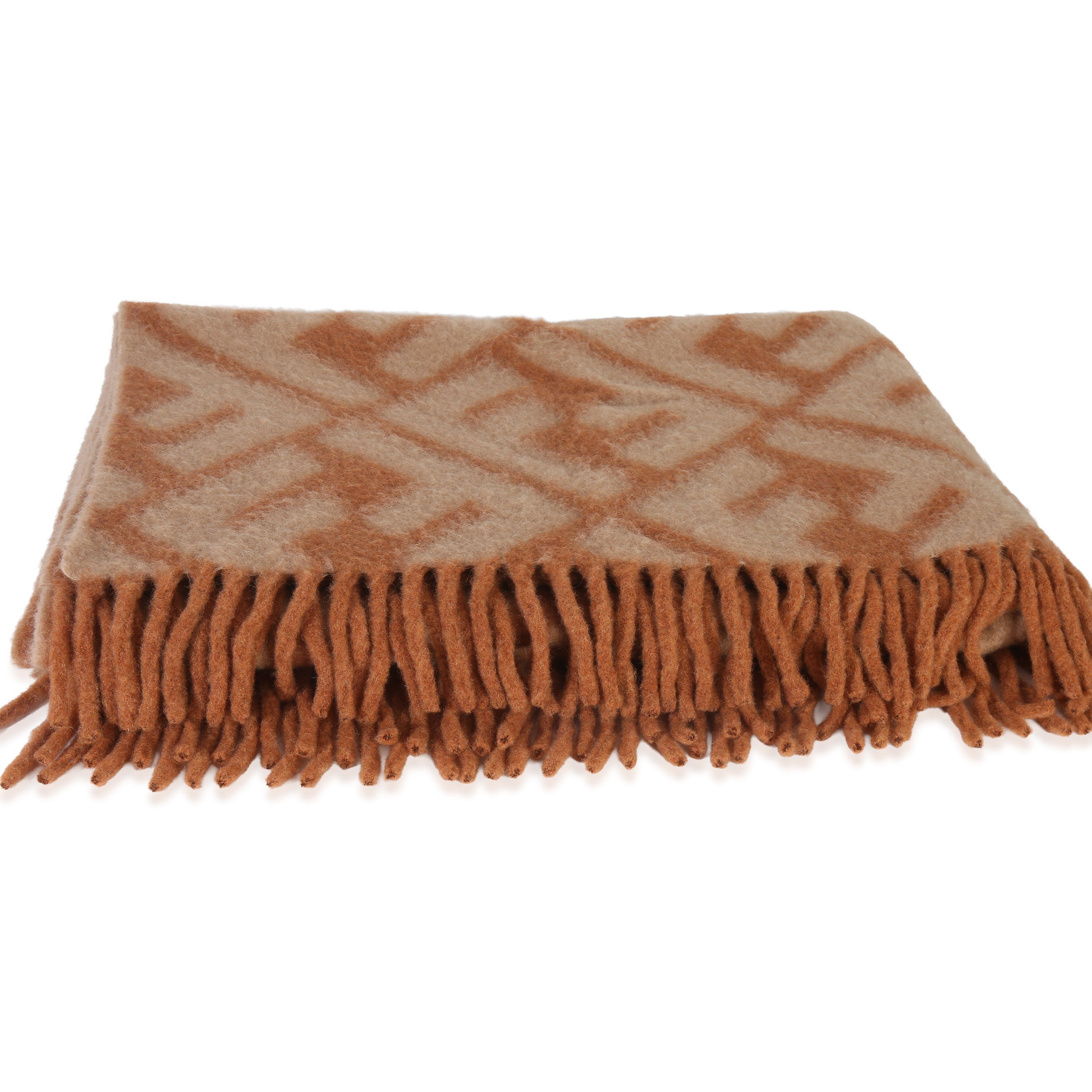 Fendi Beige Orange Alpaca Wool FF Throw