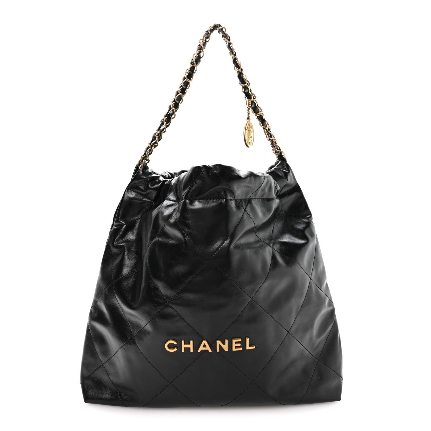 Chanel Shiny Calfskin Quilted Small Chanel 22 Black