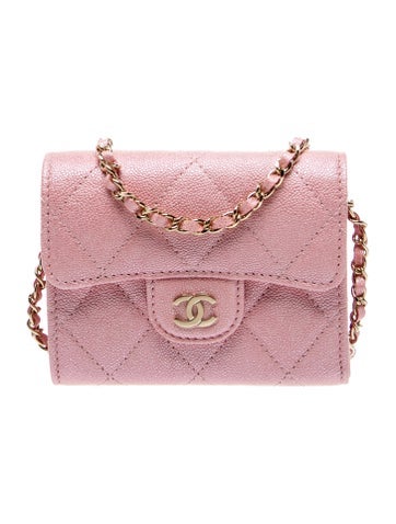 Quilted Caviar Card Holder on Chain w/Tags
